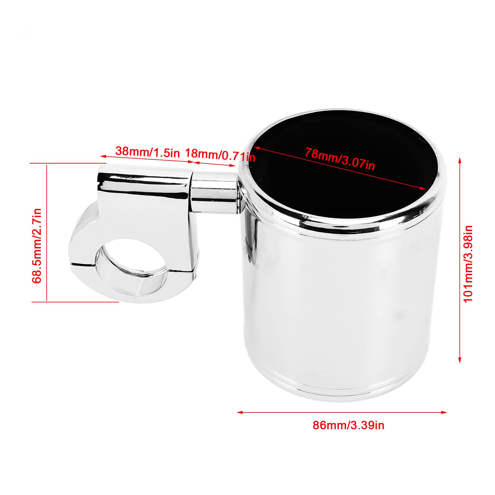 Universal Motorcycle ATV Cup Holder - Adjustable 22-32mm Handlebar Mount, Aluminum Alloy Chrome Mirror Polished - Perfect for Harley, Honda, Yamaha & Off-Road Adventures - Keep Drinks Secure While Riding