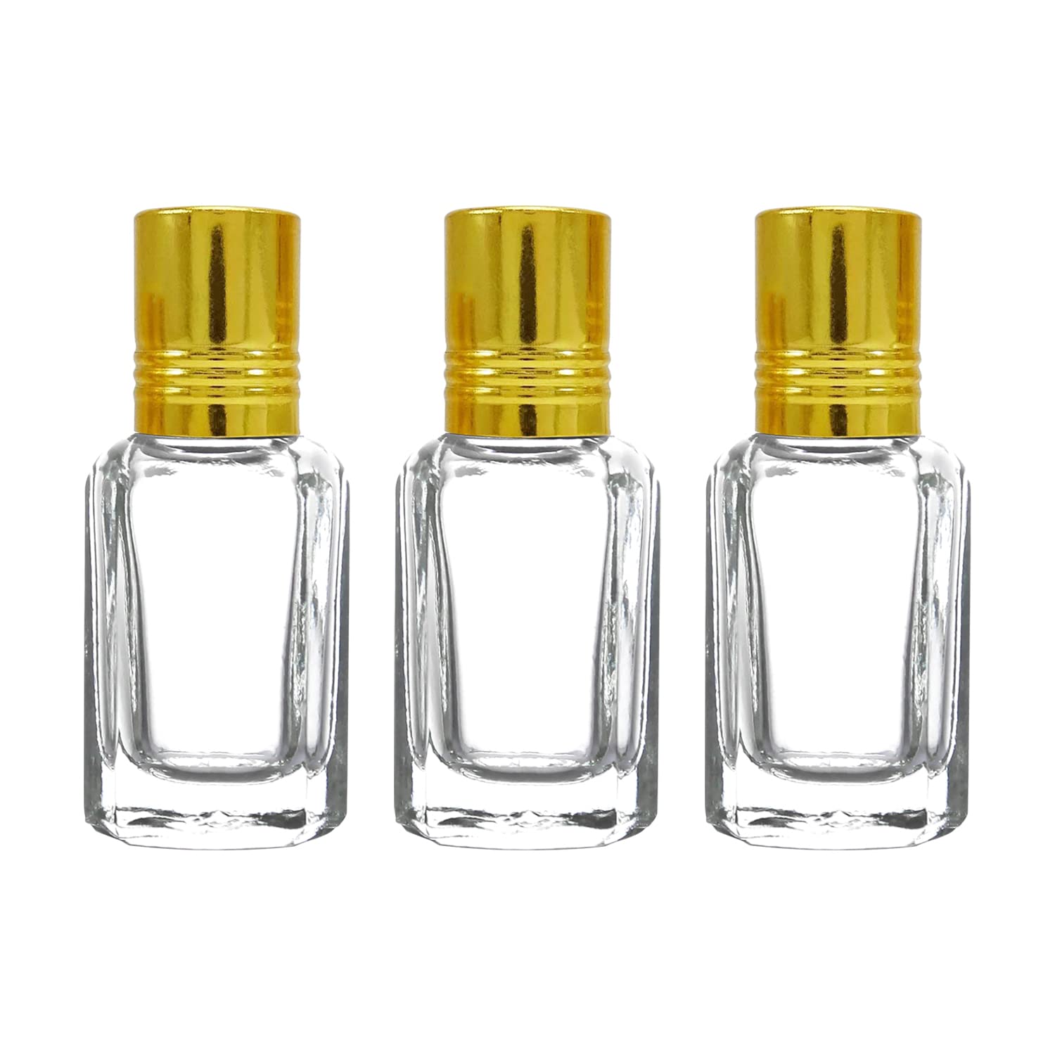 NSB Herbals 6ml Empty Clear Glass Roll On Bottles with Gold Cap for Essential Oils, Perfume, Aromatherapy | Refillable, Reusable & Leakproof Roller Bottles (Pack of 6) - Perfect for DIY Essential Oil Blends, Travel Size Perfumes, and Natural Skincare Products
