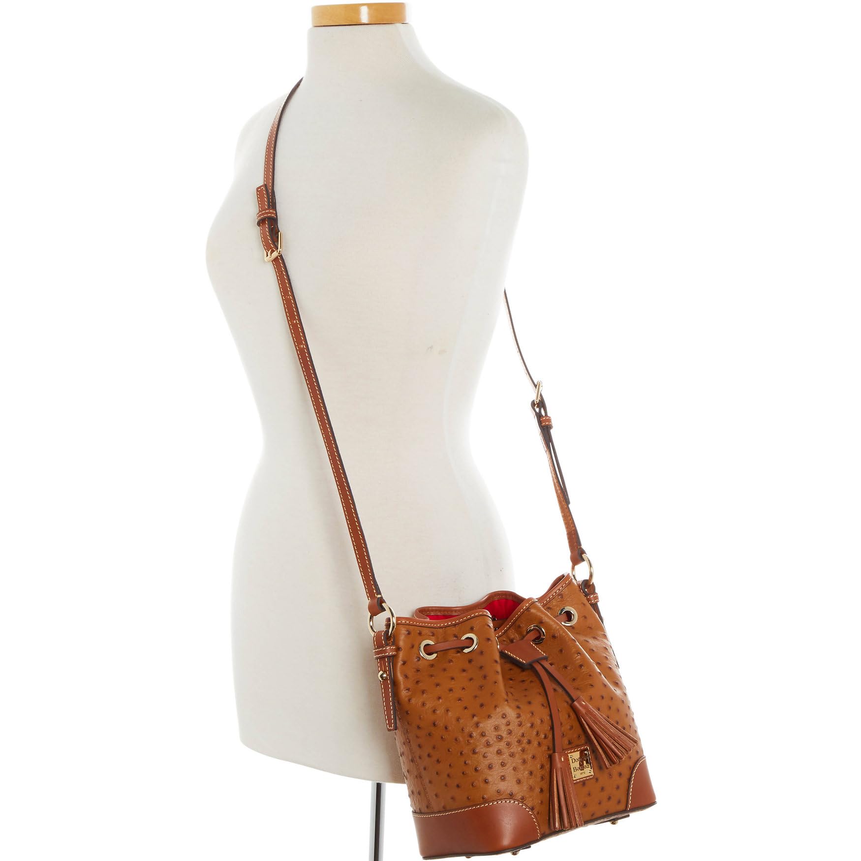 Dooney & Bourke Women's Ostrich Leather Crossbody Handbag with Drawstring Closure - Perfect for Work, Travel & Everyday Use