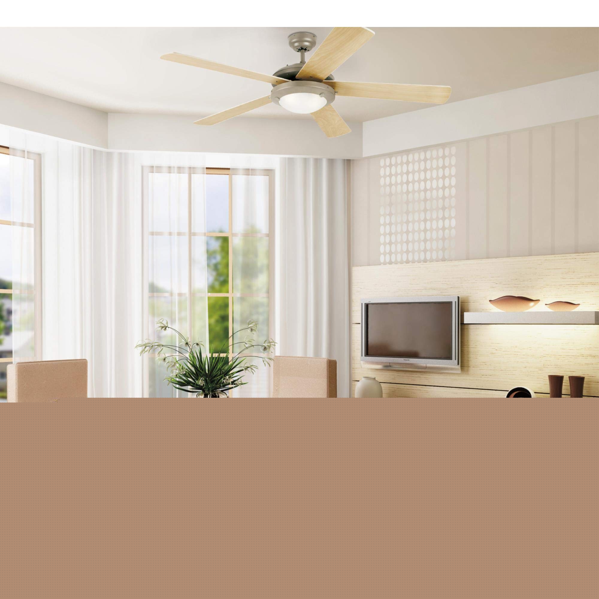Westinghouse 7234100 Comet Indoor Ceiling Fan with Light Kit, Brushed Pewter Finish - Perfect for Living Room, Bedroom & Home Office Cooling & Lighting