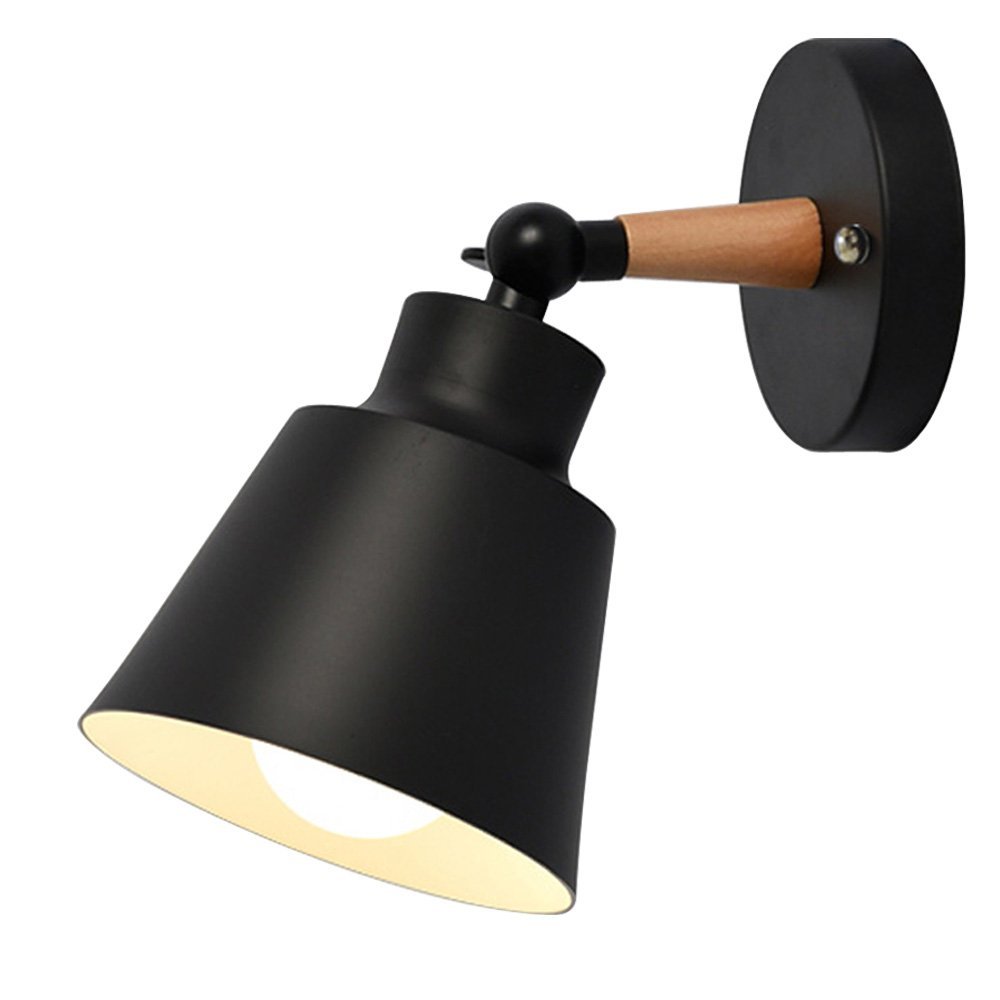 HOREVO Nordic Wall Sconce Lamp - Modern Macaron Edison Copper Light Fixture for Hallway, Corridor & Bedroom - E27 Socket Reading Light (Black) - Perfect for Aisle Lighting, Bedside Illumination & Home Decor