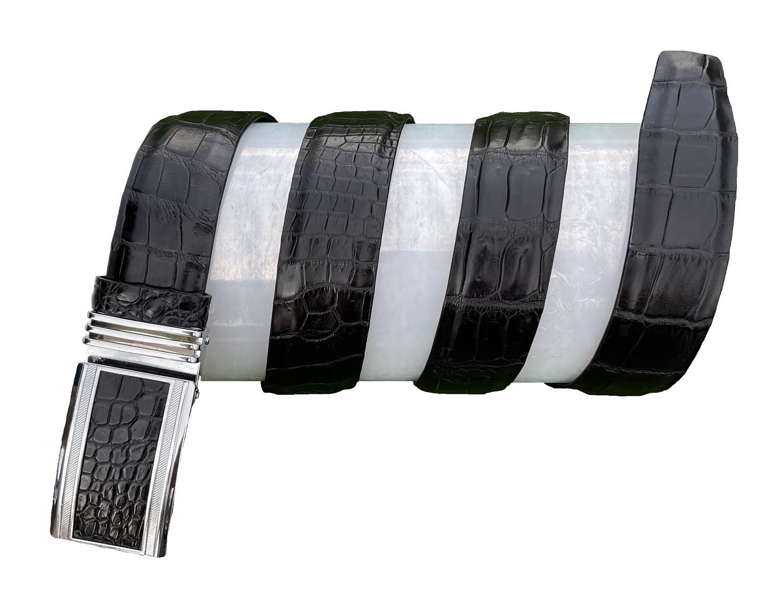 Premium Alligator Leather Belt for Men - Genuine Crocodile Skin with Automatic Ratchet Buckle - Luxury Handmade Dress Belt for Business, Golf & Formal Occasions