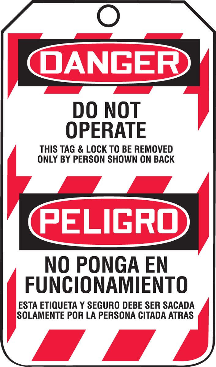 Accuform Lockout Tags - Pack of 25 Bilingual Danger Do Not Operate Signs | OSHA Compliant Safety Tags | 5.75