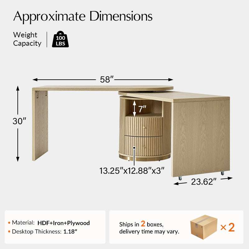 Modern L-Shaped 360° Rotating Wooden Office Desk - Ergonomic Home & Workspace Solution for Productivity & Comfort
