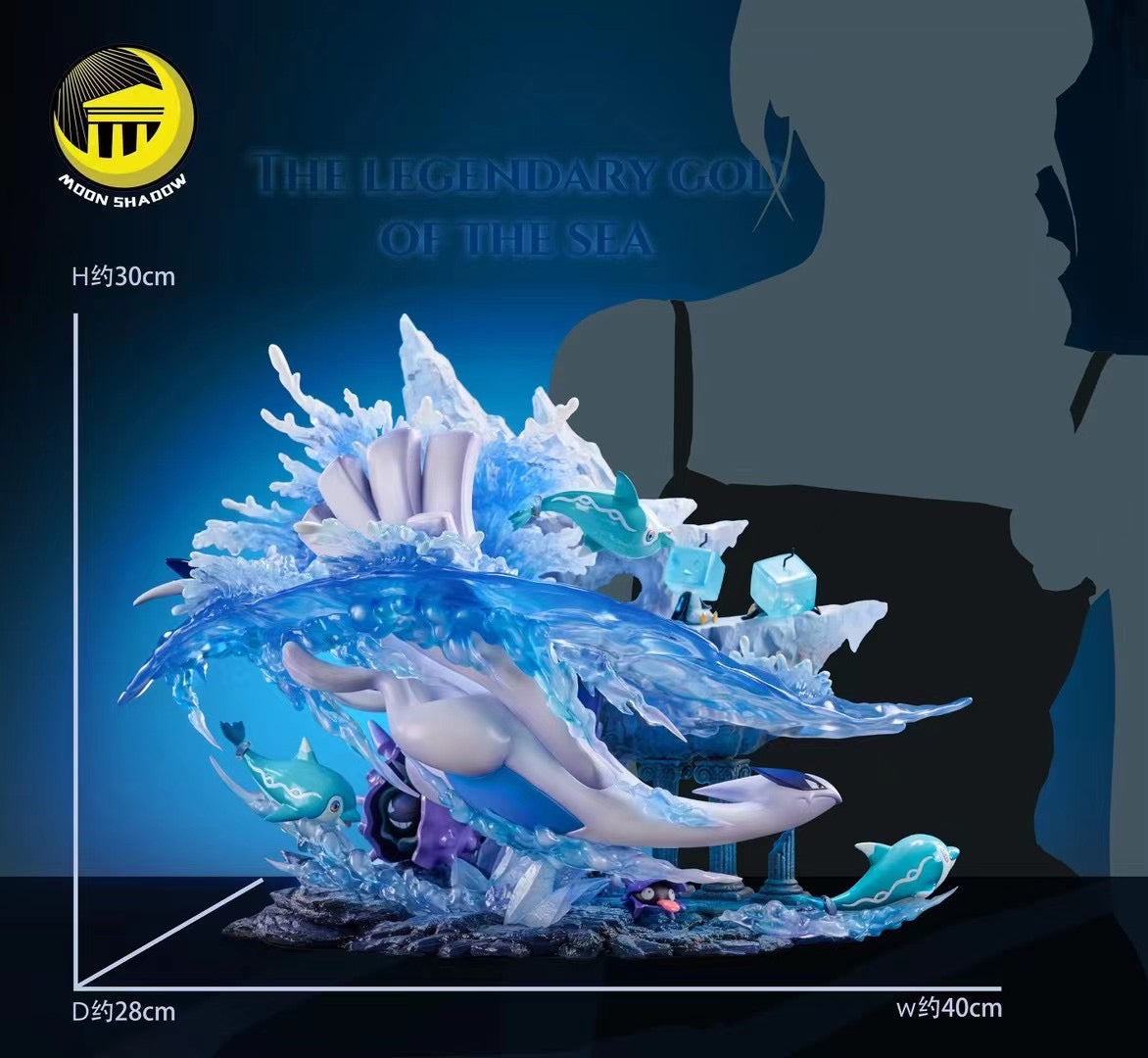 Moon Shadow Studio Sea God Lugia Nature Series Ocean Scene Figurine - Collectible Pokemon Statue for Home Decor, Gaming Room, and Anime Fans