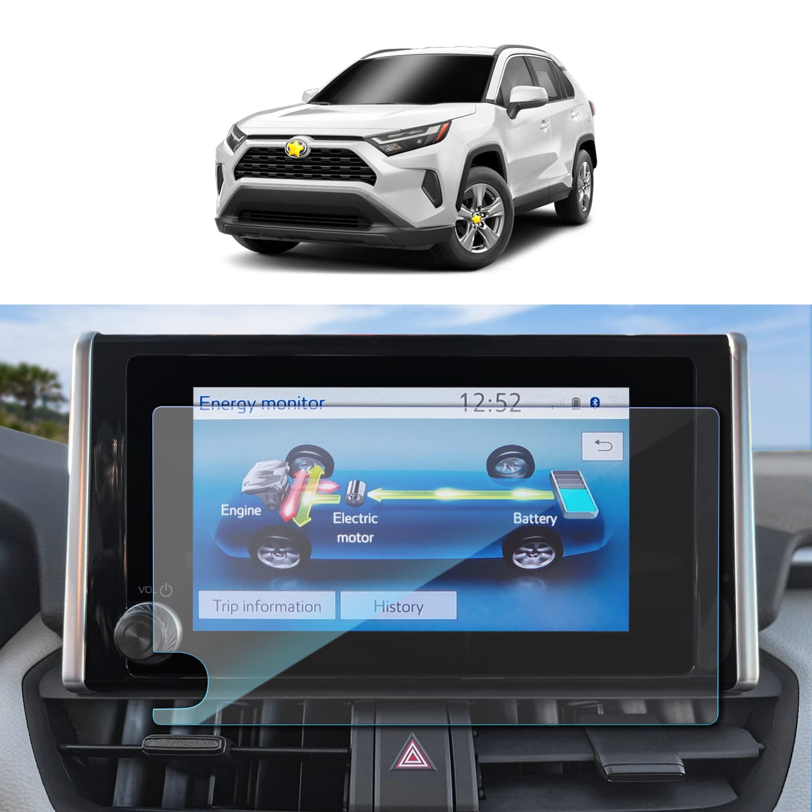 SKTU Premium Tempered Glass Screen Protector for 2023-2025 Toyota RAV4/RAV4 Hybrid - 8 Inch HD Clear Navigation Display Protection - Anti-Scratch & Bubble-Free - Perfect for Daily Driving & Road Trips