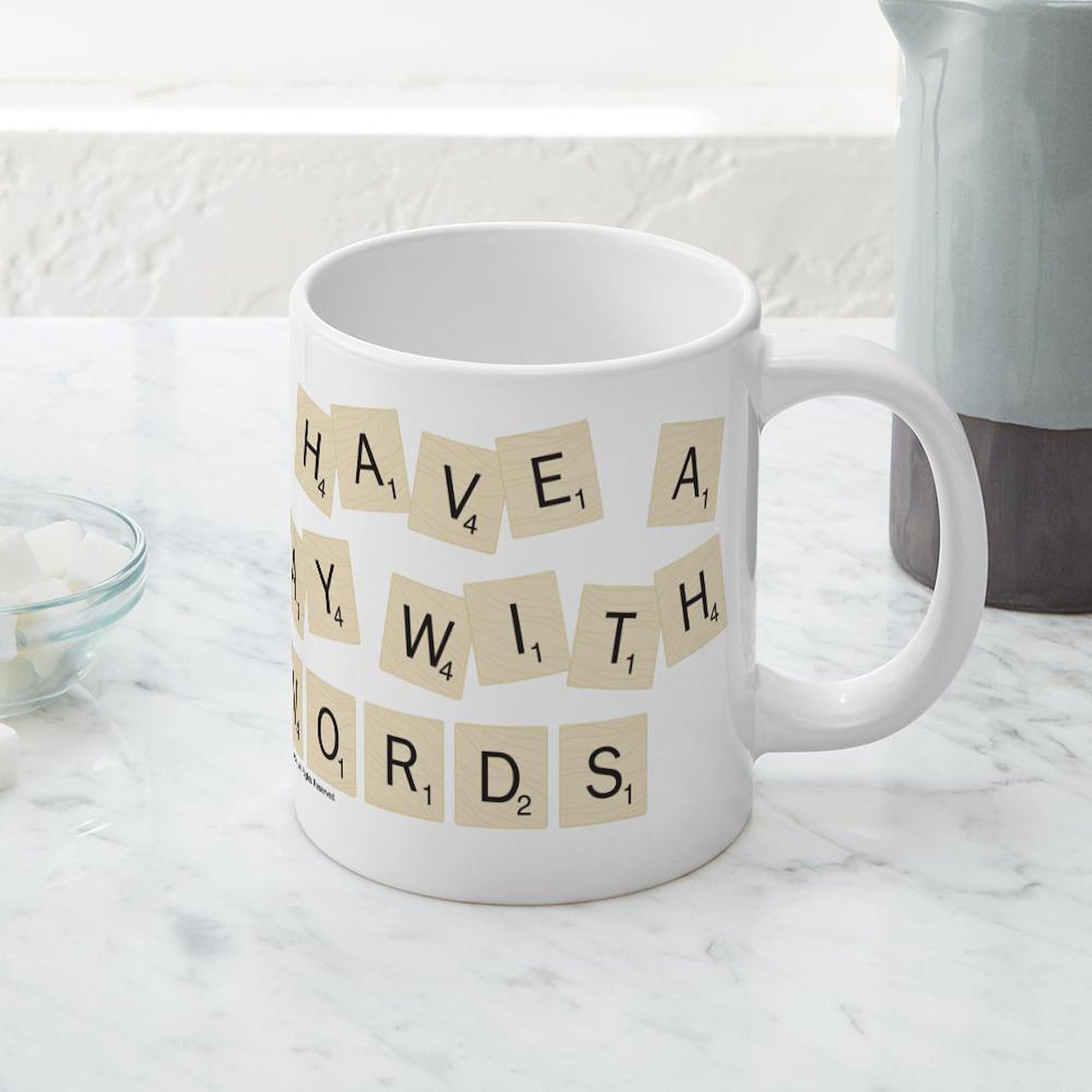 Scrabble Way With Words 20 oz Ceramic Coffee Mug - Large Insulated Tea Cup for Office, Home & Gifts - Perfect for Coffee, Tea & Hot Beverages
