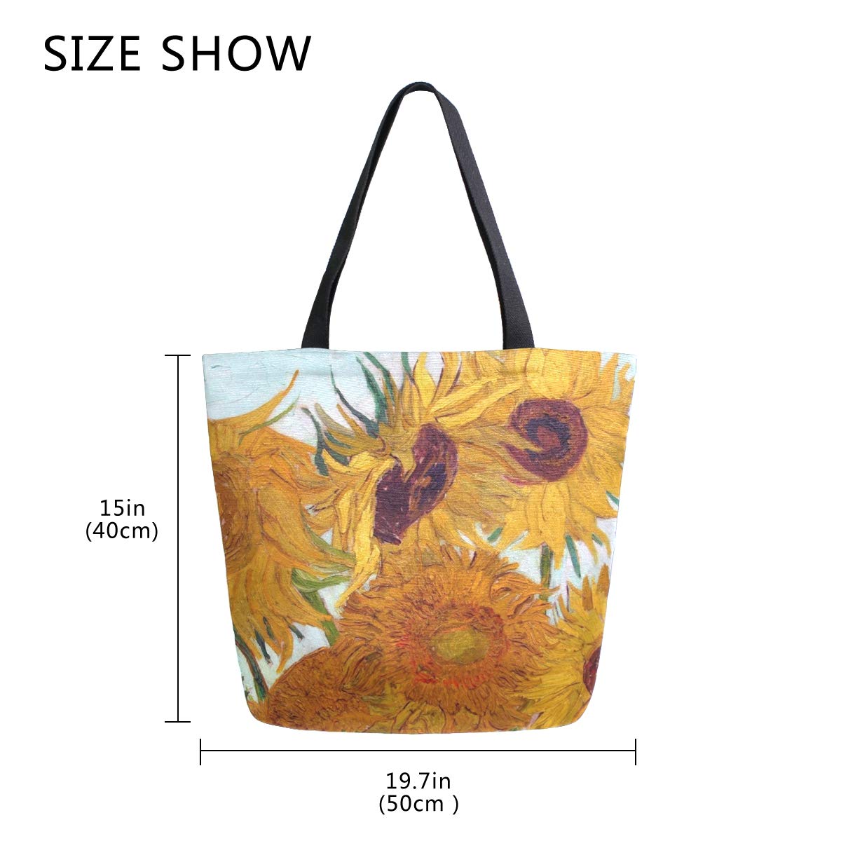 ALAZA Van Gogh Sunflower Canvas Tote Bag - Large Reusable Cotton Shoulder Bag for Women, Top Handle Purse for Travel, Work, Shopping & Grocery - Perfect for Beach, Office & Daily Commute