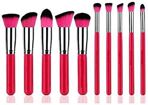 Sunaina 10-Piece Professional Makeup Brush Set - Soft Bristle Red Brushes for Foundation, Powder, Contour & Face Makeup - Perfect for Everyday Beauty Routine & Professional Makeup Artists