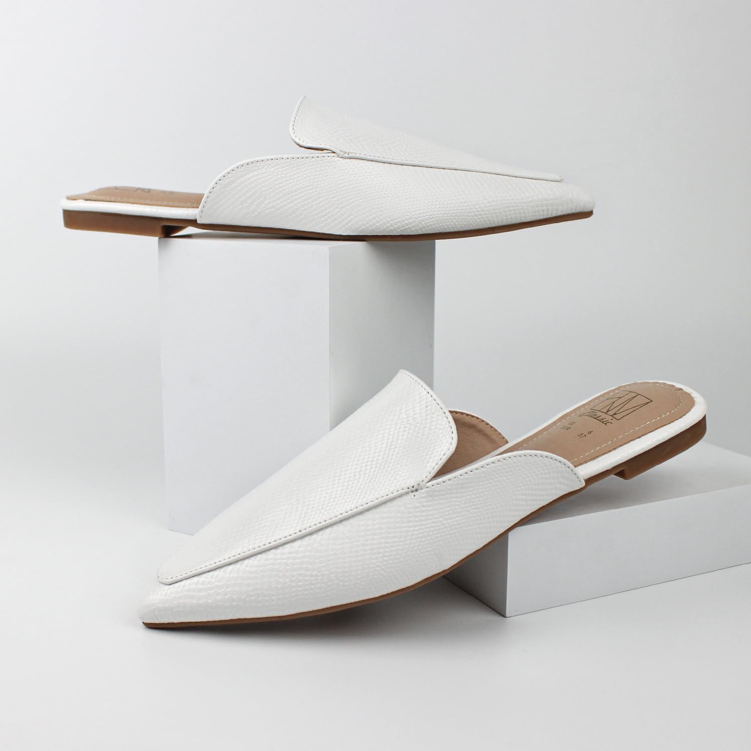 Hawkwell Women's Backless Slip-On Loafers - Comfortable Pointed Toe Mule Slides for Casual Wear, Office & Home Use