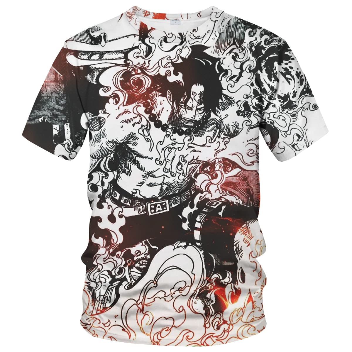 Girren Summer 3D Anime ONE Piece Ace Graphic T-Shirt for Men - Digital Printed Casual Tee - Perfect for Cosplay, Anime Conventions & Everyday Wear