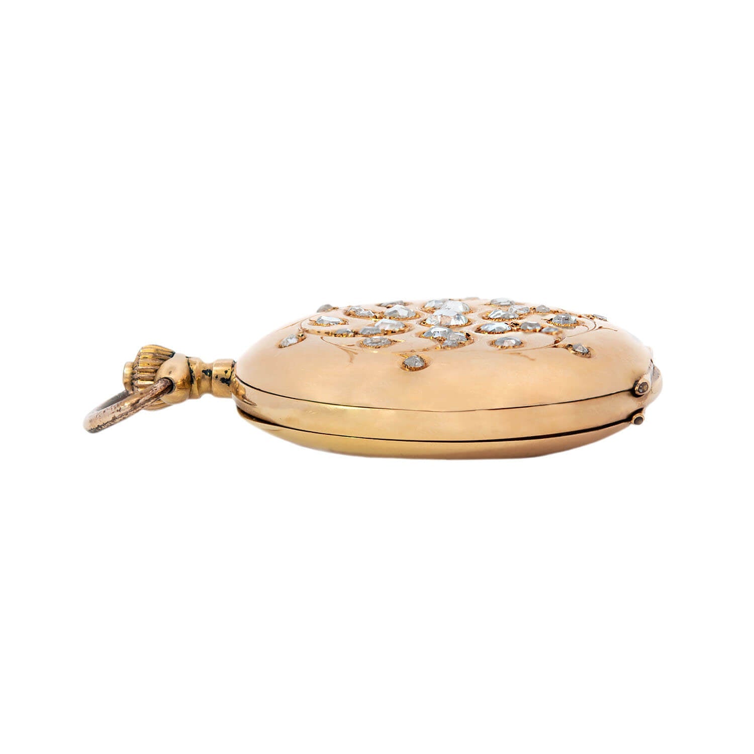 Vintage Movado Art Nouveau 1910 International Expo 18k Rose Gold Pocket Watch with 1ctw Rose Cut Diamonds - Antique Collector's Timepiece for Special Occasions & Luxury Gifts