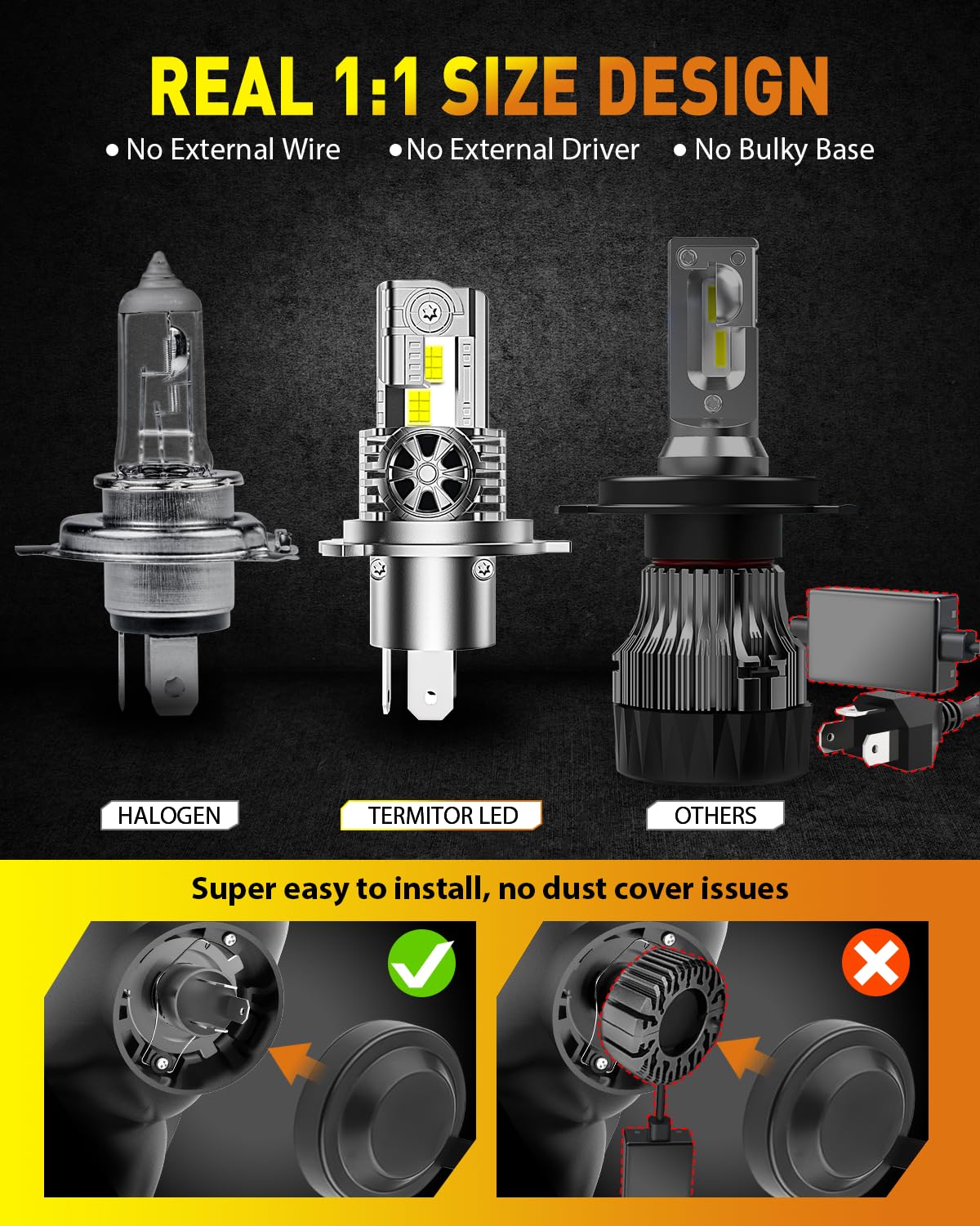 9003/HB2 LED Headlight Bulbs 30000LM 800% Brighter - 6500K Cool White Hi/Low Beam - 1:1 Halogen Replacement with Cooling Fan - 60,000 Hours Lifespan - Plug & Play (Pack of 2) - Perfect for Night Driving, Foggy Conditions & Off-Road Adventures