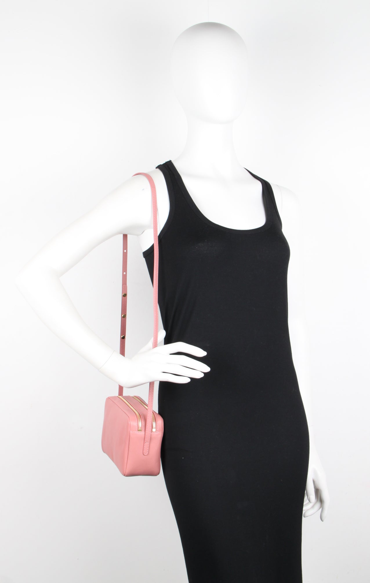 Double Zip Crossbody Bag for Women - Genuine Leather Lamb Shoulder Purse in Blush Pink, Perfect for Work, Travel & Everyday Use