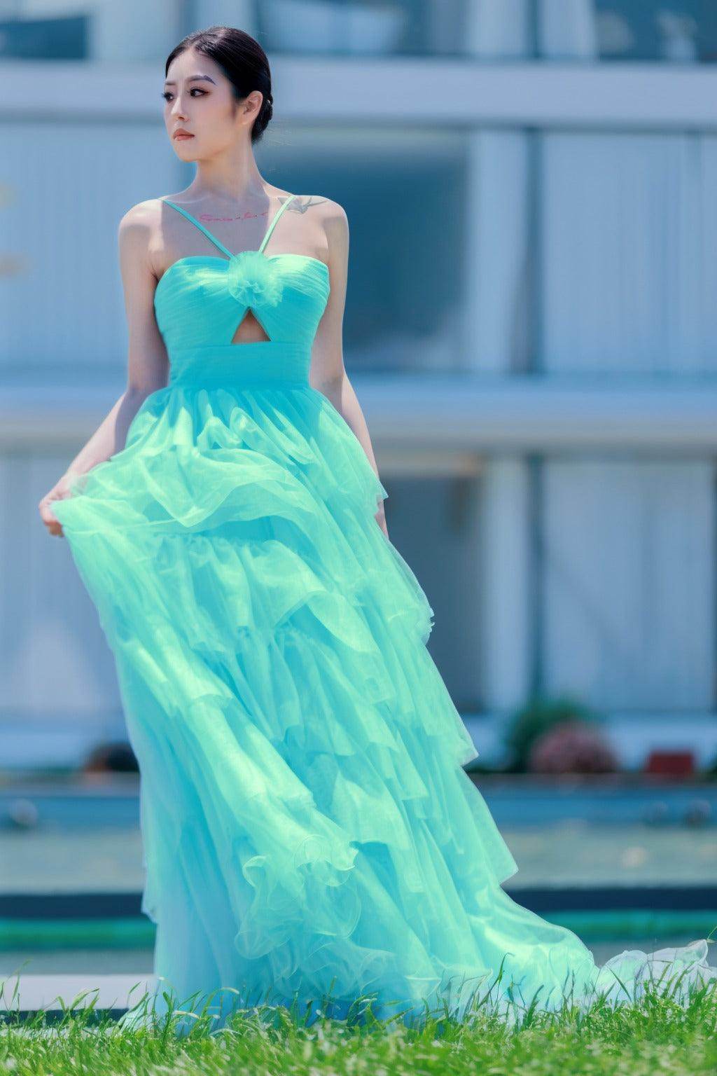 Elegant Princess Sweep Brush Train Tulle Prom Dress CS0493 - Perfect for Homecoming, Ball Gowns & Formal Events