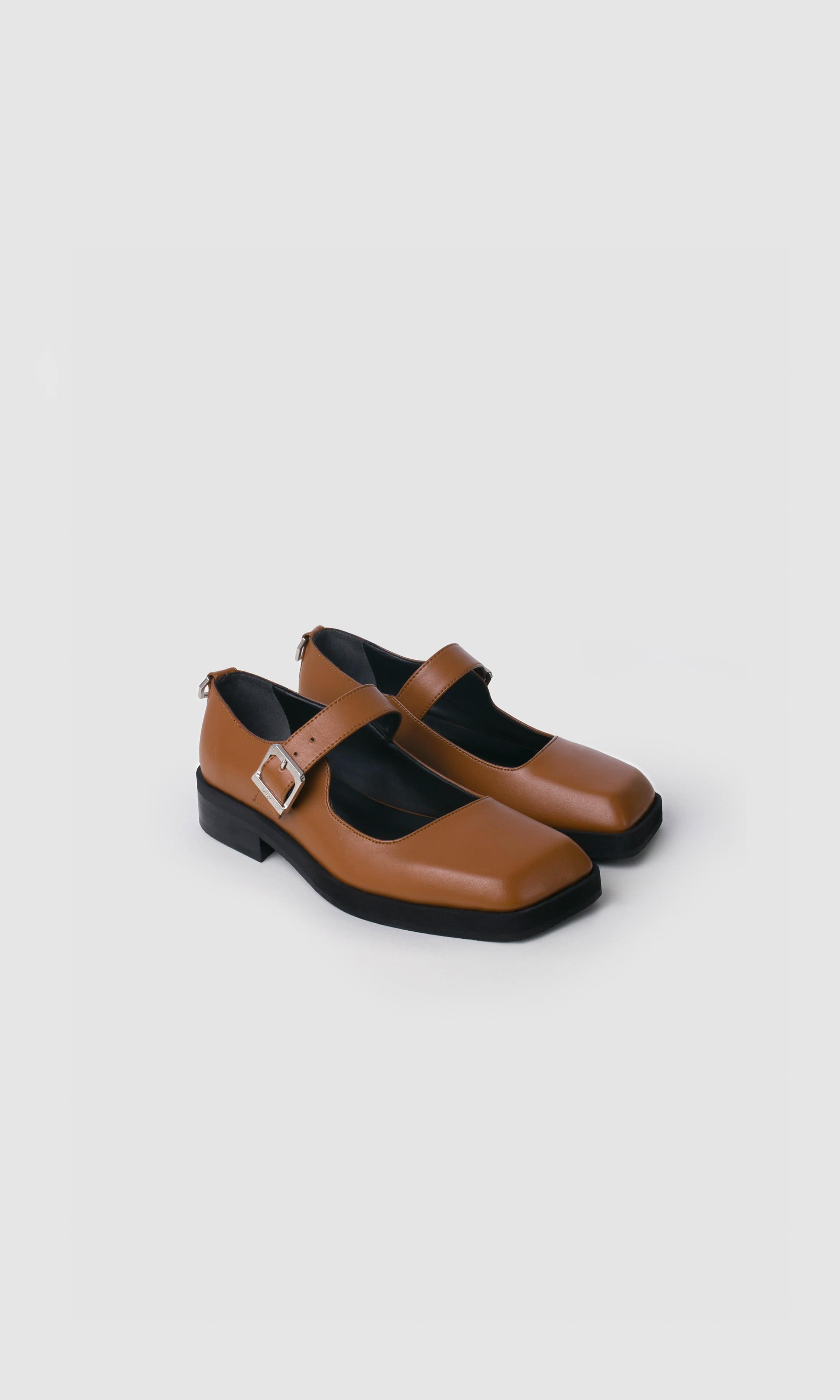 Jenny Apple Leather Square Toe Mary Jane Shoes for Women | Comfortable & Stylish Ginger Color | Perfect for Office, Wedding & Casual Outfits