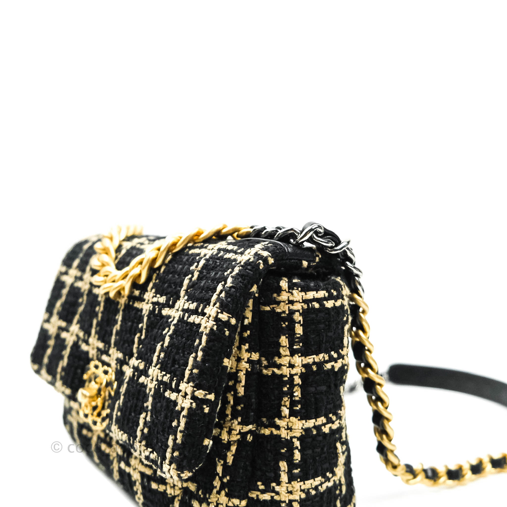Chanel 19 Small Tweed Handbag in Black & Gold with Mixed Hardware - Luxury Crossbody Bag for Women, Perfect for Evening Events & Date Nights