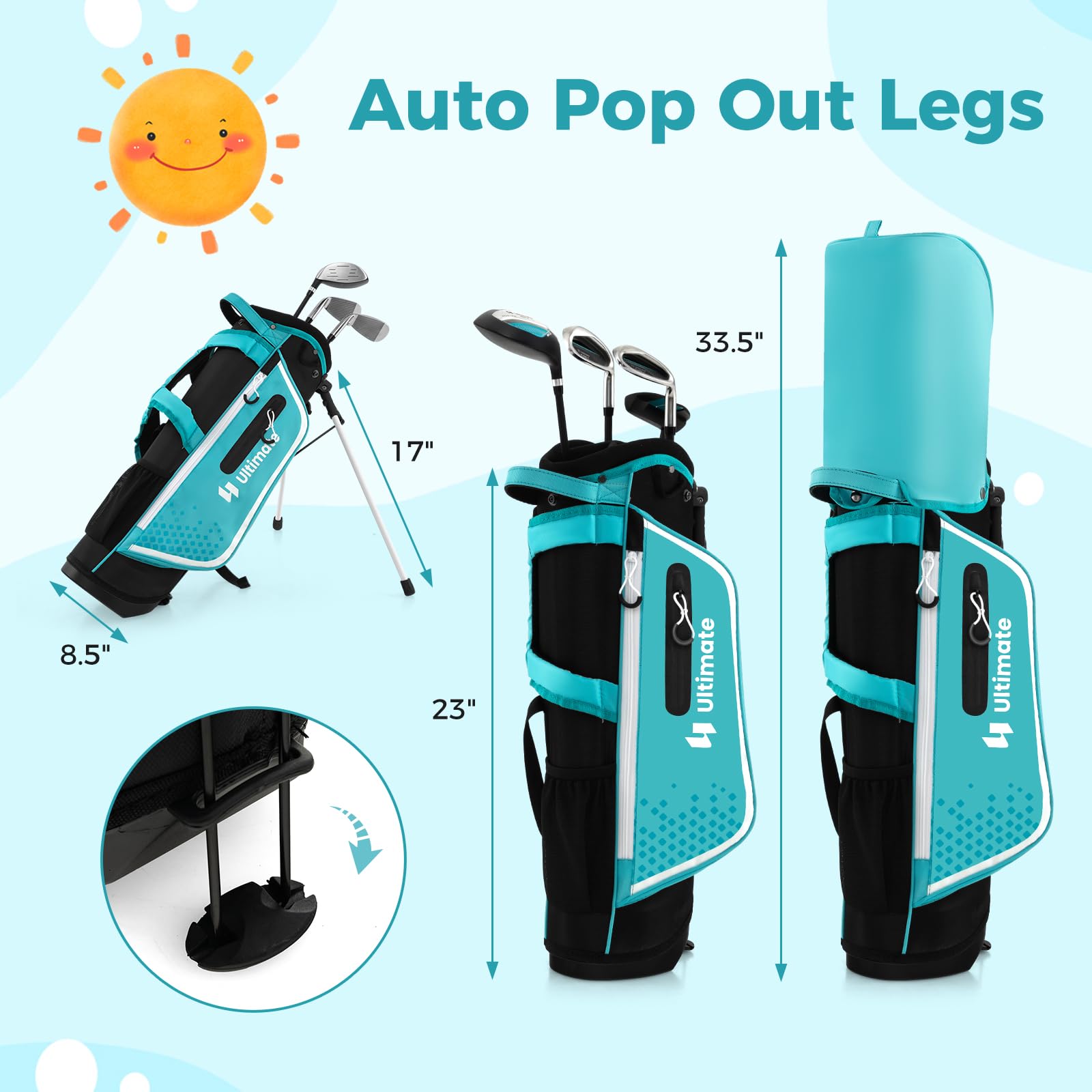 **Goplus Junior Complete Golf Club Set for Kids Ages 5-13 - Right Hand Golf Clubs with Stand Bag, Rain Hood & Practice Accessories - Perfect for Boys & Girls Learning Golf at Home or Driving Range**