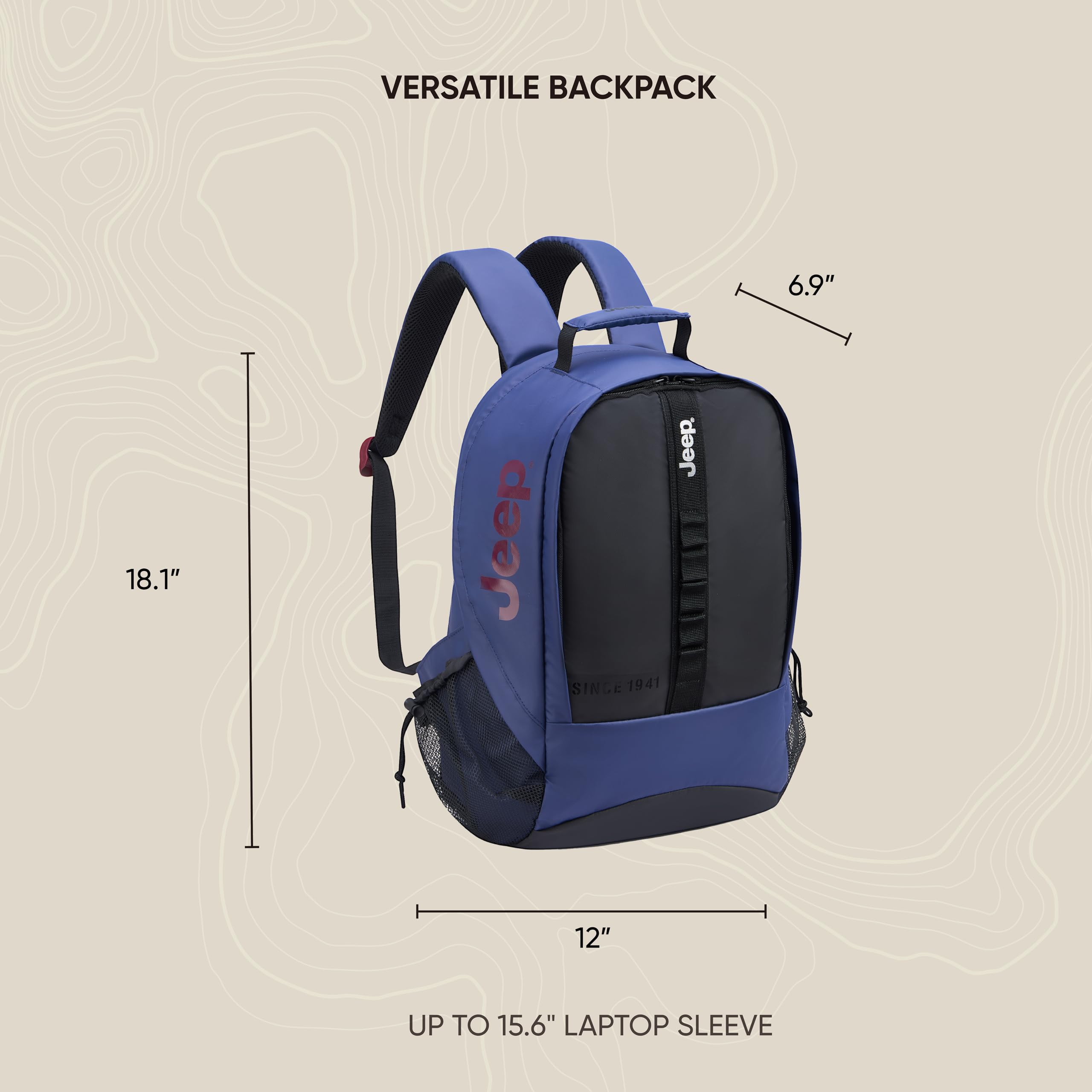 Jeep JS011B 15.6 Inch Laptop Backpack - Waterproof Travel Backpack for Men & Women with USB Charging Port, Perfect for Business, Commuting & College