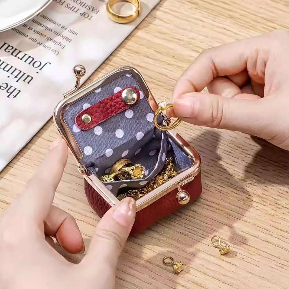 Lilyrhyme Genuine Leather Mini Jewelry Box & Coin Purse - Portable Travel Jewelry Organizer Case (Blue+Black) - Perfect for Travel, Gift Giving & Daily Jewelry Storage
