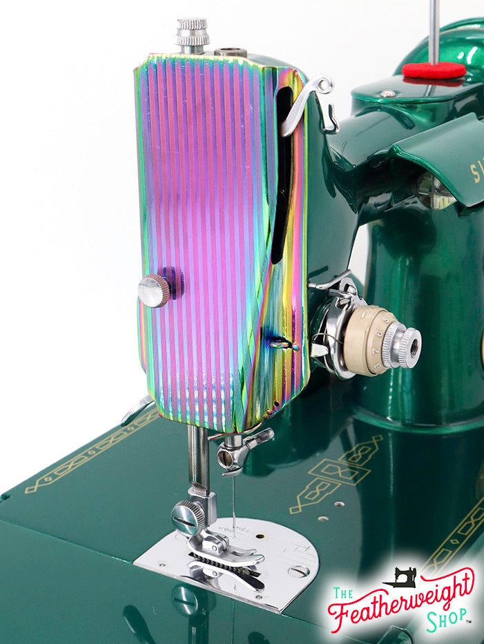 Titanium Oxide Oil Slick Striated Faceplate for Singer Featherweight - Vintage Sewing Machine Accessory for Quilting, Embroidery & Crafting