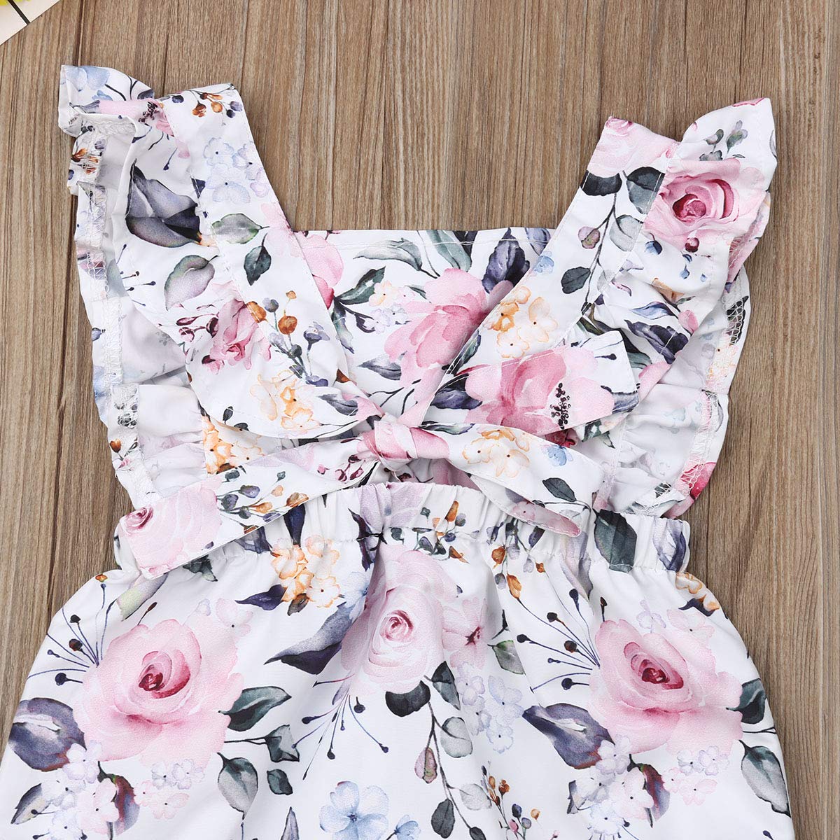 Kuriozud Baby Girl Floral Romper - Newborn Infant Ruffle Bodysuit One-Piece Jumpsuit | Summer Outfit for Girls | Perfect for Photoshoots, Parties & Outdoor Play