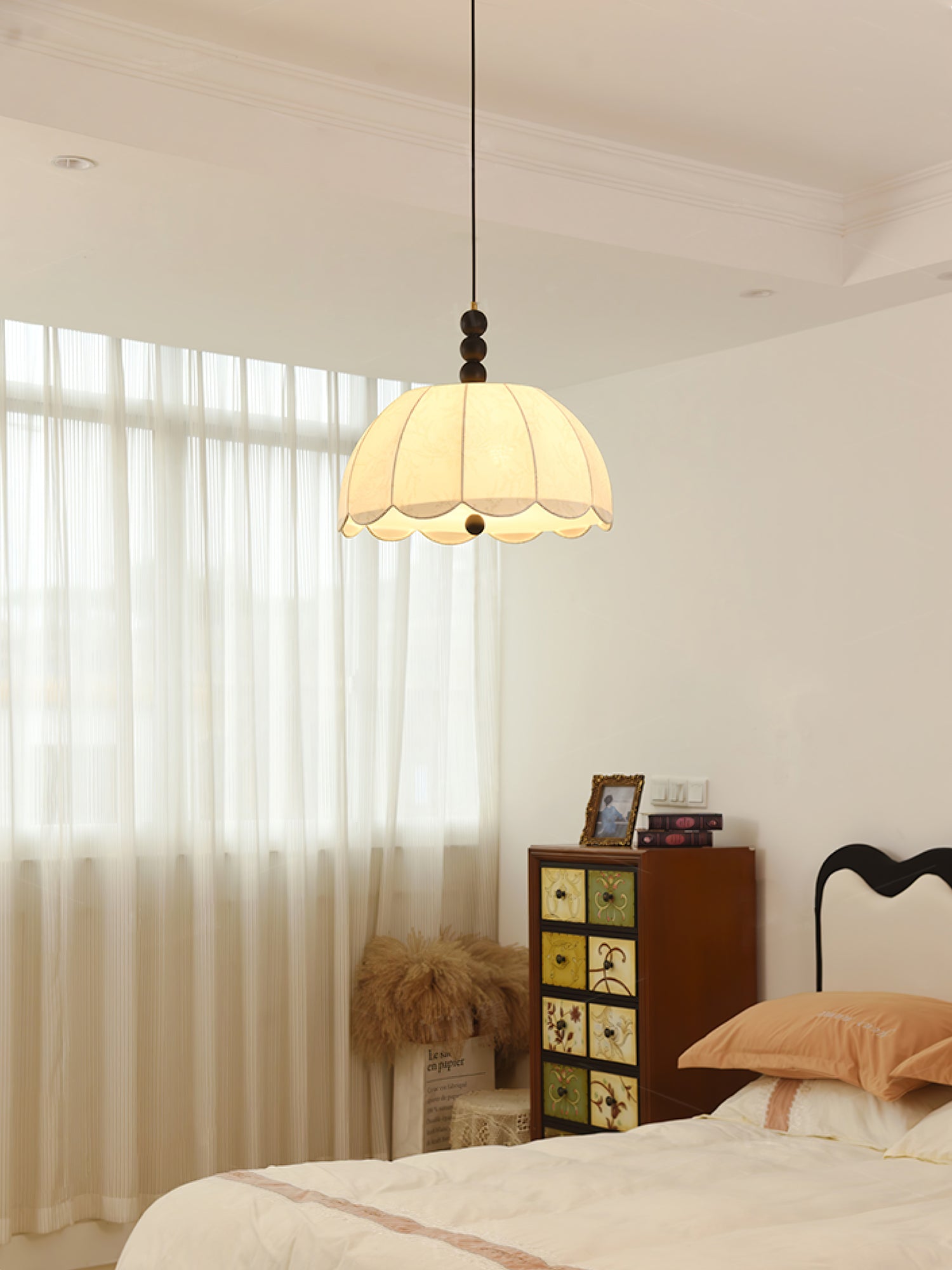 Blossom Fabric Pendant Light - Elegant Floral Hanging Lamp for Living Room, Bedroom, and Dining Room Decor | Perfect for Boho, Farmhouse, and Modern Interior Design Styles