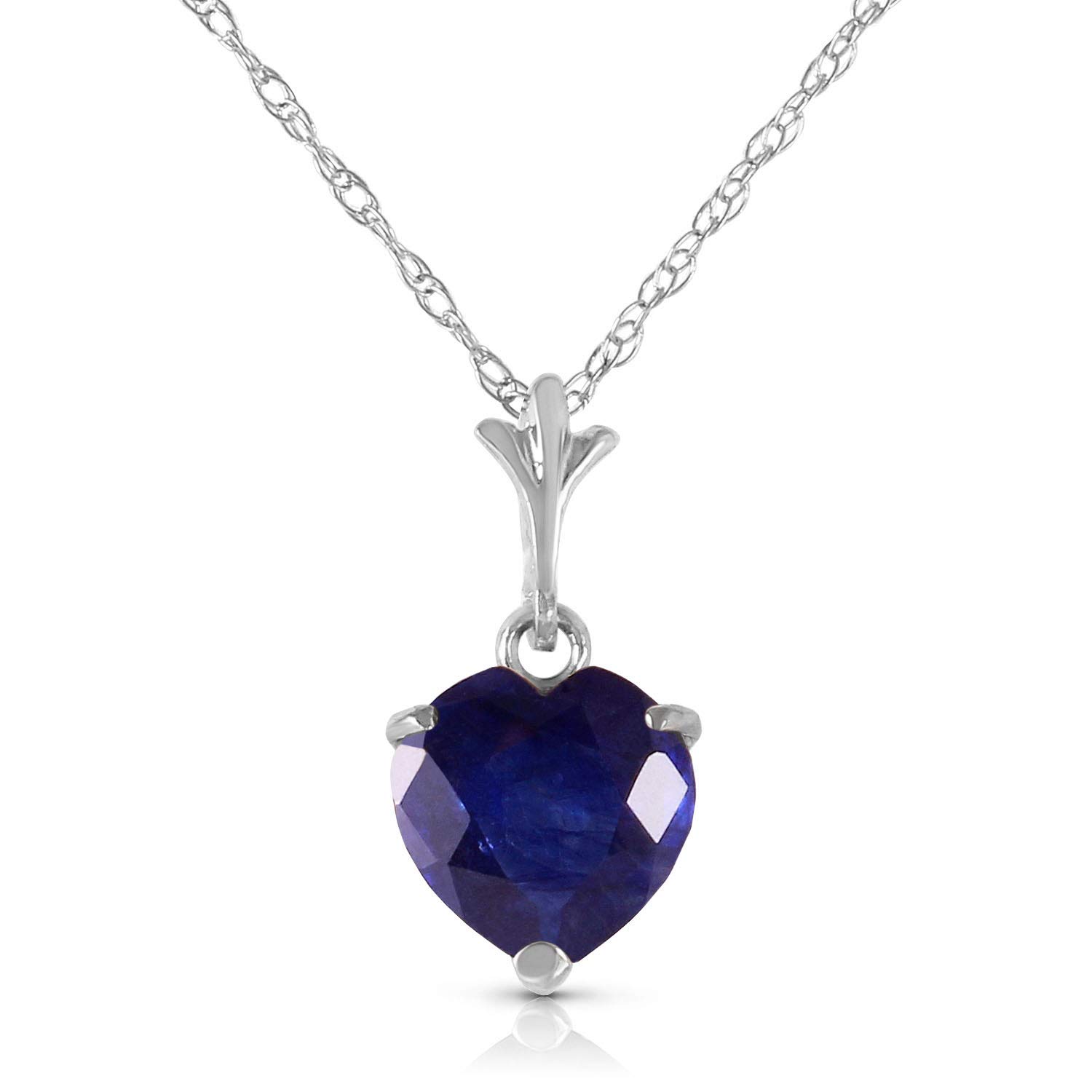 14K Yellow, White & Rose Gold 1.55 Carat Natural Heart-Shaped Sapphire Pendant Necklace - Galaxy Gold GG - Elegant Jewelry Gift for Valentine's Day, Anniversary & Special Occasions