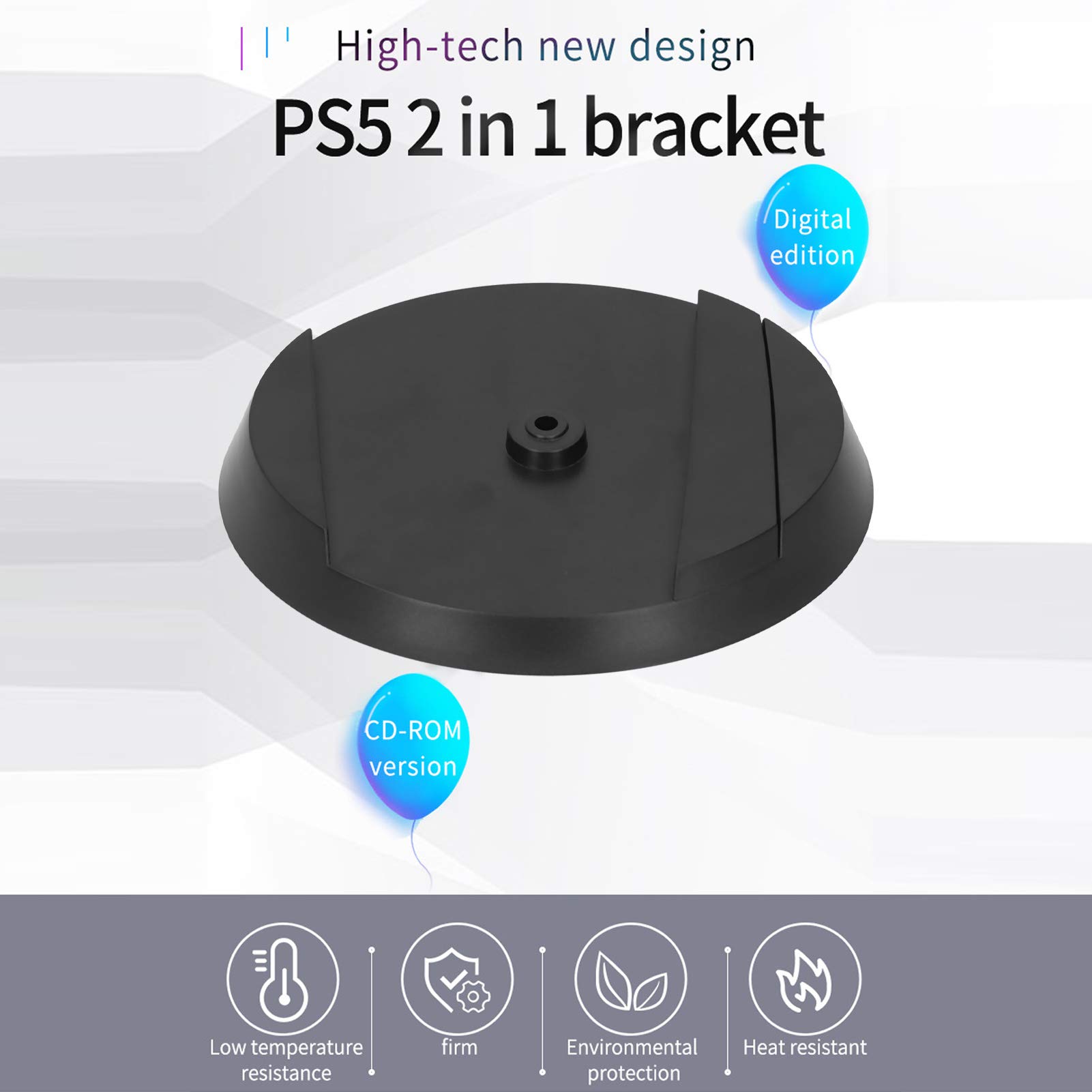 Premium PS5 Vertical Stand - 2-in-1 Cooling Base with Bottom Ventilation Holes | Secure Holder for PlayStation 5 Console | Perfect for Gaming Setups & Entertainment Centers