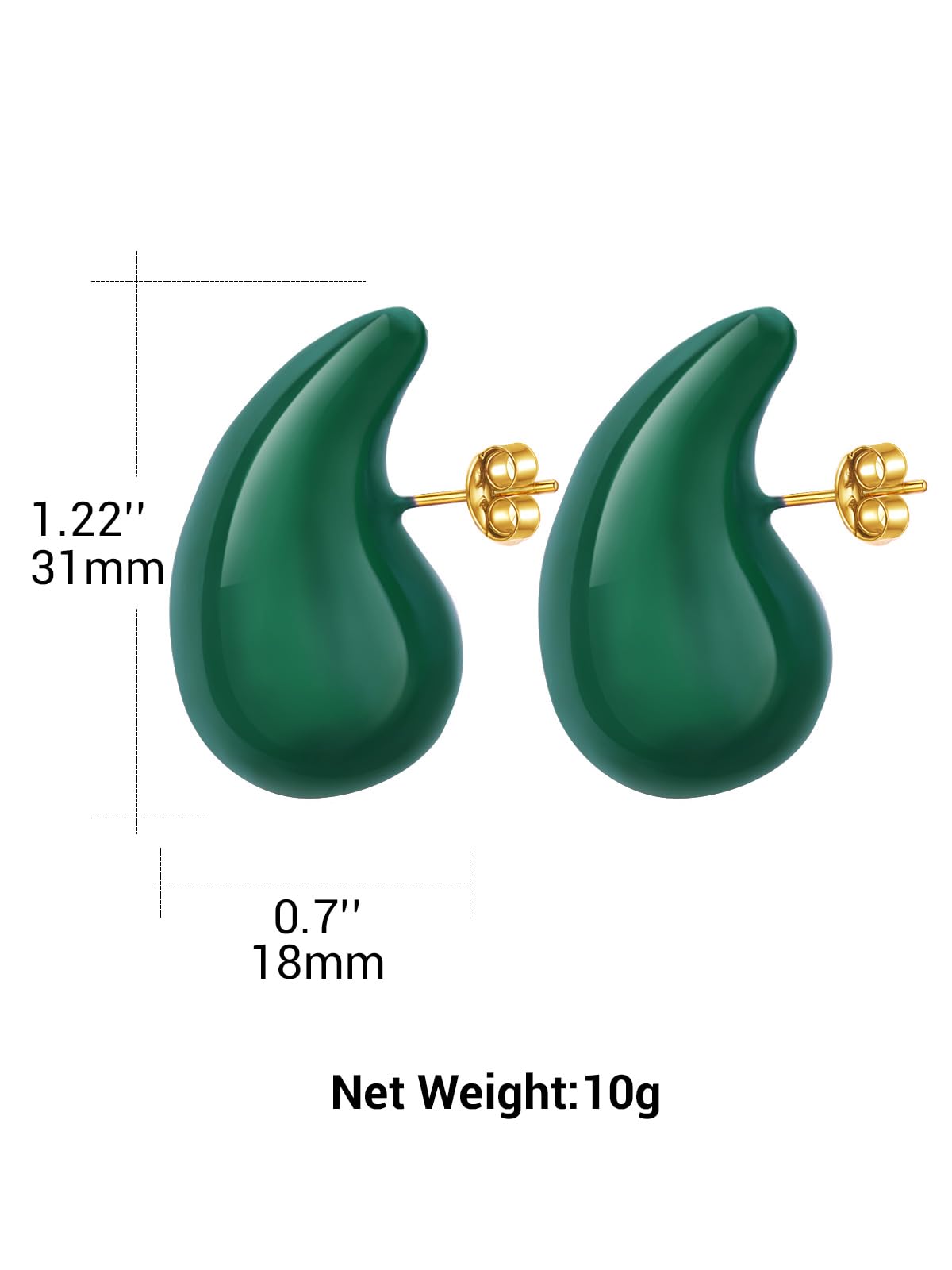 18K Gold Plated Chunky Hoop Earrings for Women - Stainless Steel Thick Teardrop Statement Earrings | Perfect for Parties, Weddings & Everyday Wear