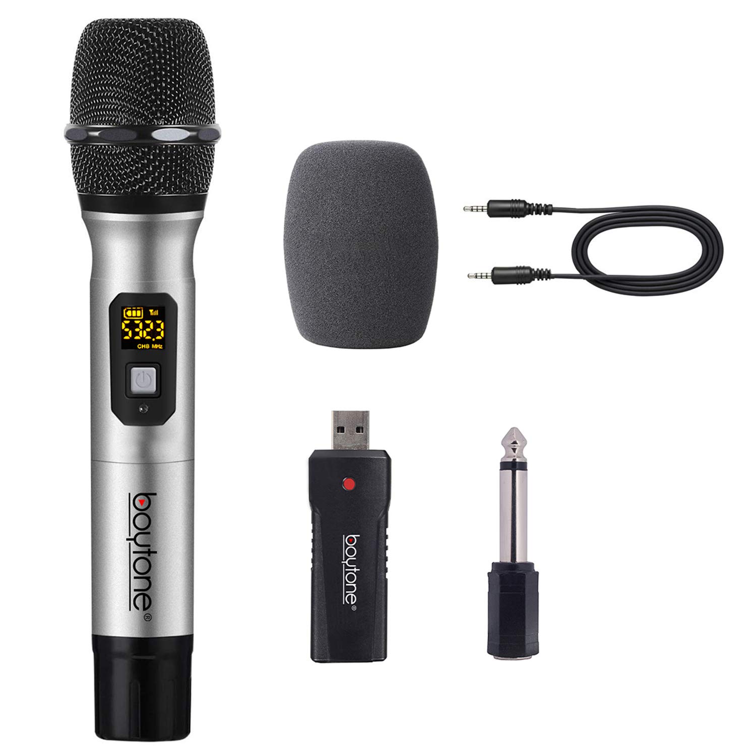 Boytone BT-26UM UHF Wireless Handheld Dynamic Microphone System with 30 Frequency Channels - Professional Karaoke Mic for Home Parties, Live Performances, Public Speaking & Events (Compatible with Audio Mixers, PA Systems & Speakers)