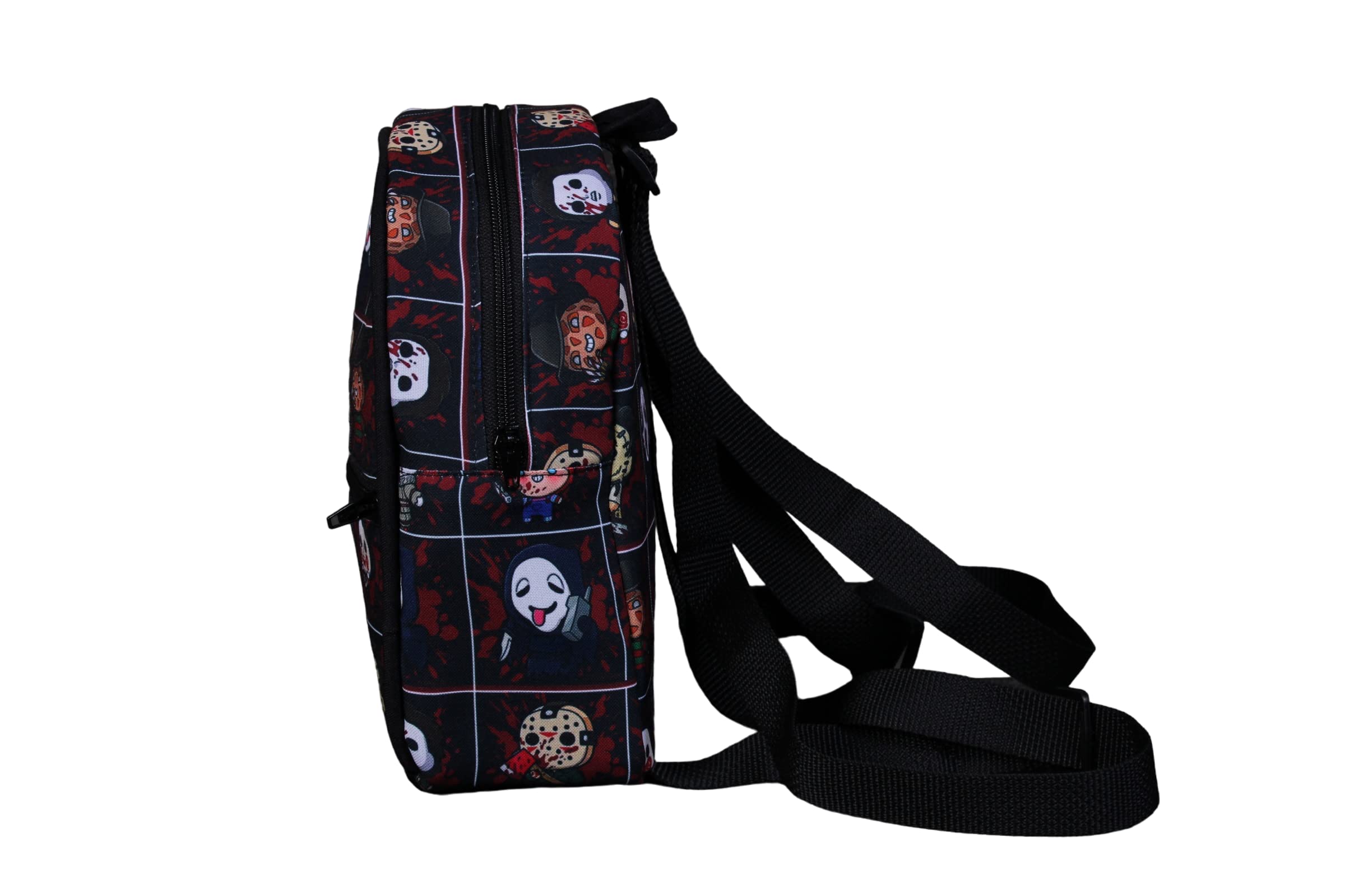 Horror Movie Monsters Square Mini Backpack - Cute Small Backpack for Halloween Cosplay, Horror Fan Gifts, School & Comic Con Accessories
