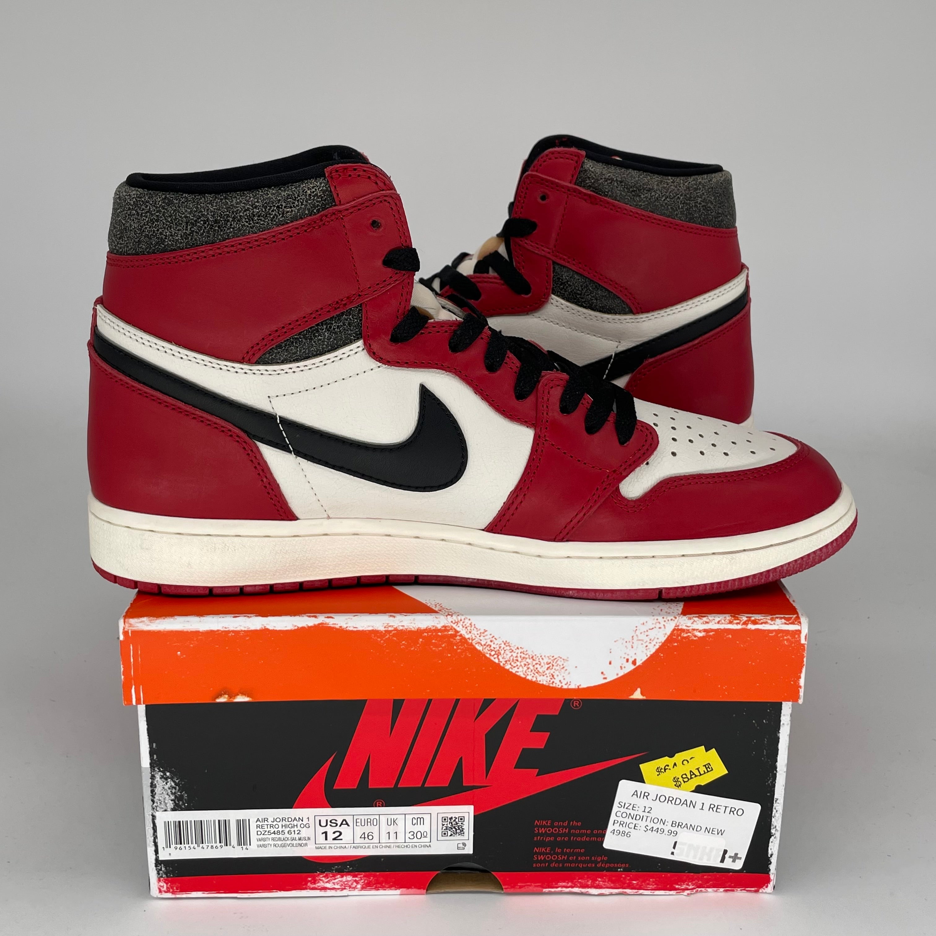 Original Title: AIR JORDAN 1 LOST AND FOUND SIZE 12 DZ5485 612   Optimized Title: **Air Jordan 1 Retro High OG 'Lost and Found' Men's Basketball Shoes - Size 12 (DZ5485-612) - Perfect for Sneaker Collectors & Streetwear Fashion**    **使用场景:** Ideal for basketball games, casual wear, sneaker collections, and urban street style.