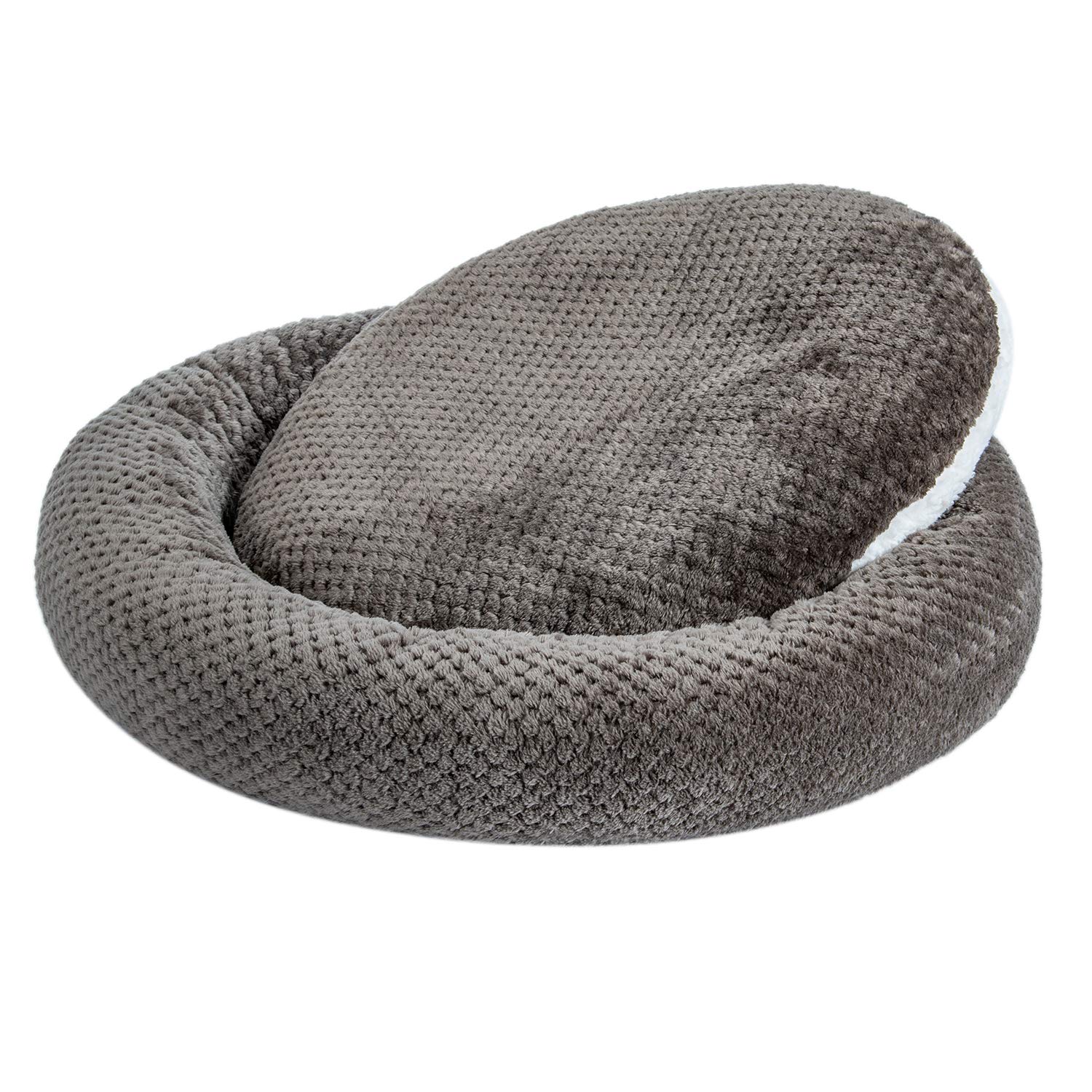 Premium WONDER MIRACLE Fuzzy Deluxe Pet Bed - Ultra Plush Orthopedic Dog & Cat Bed for Crates, Kennels & Home - Machine Washable (24x24 Inches, Eagle Grey) - Perfect for Small to Medium Pets' Comfort & Joint Support