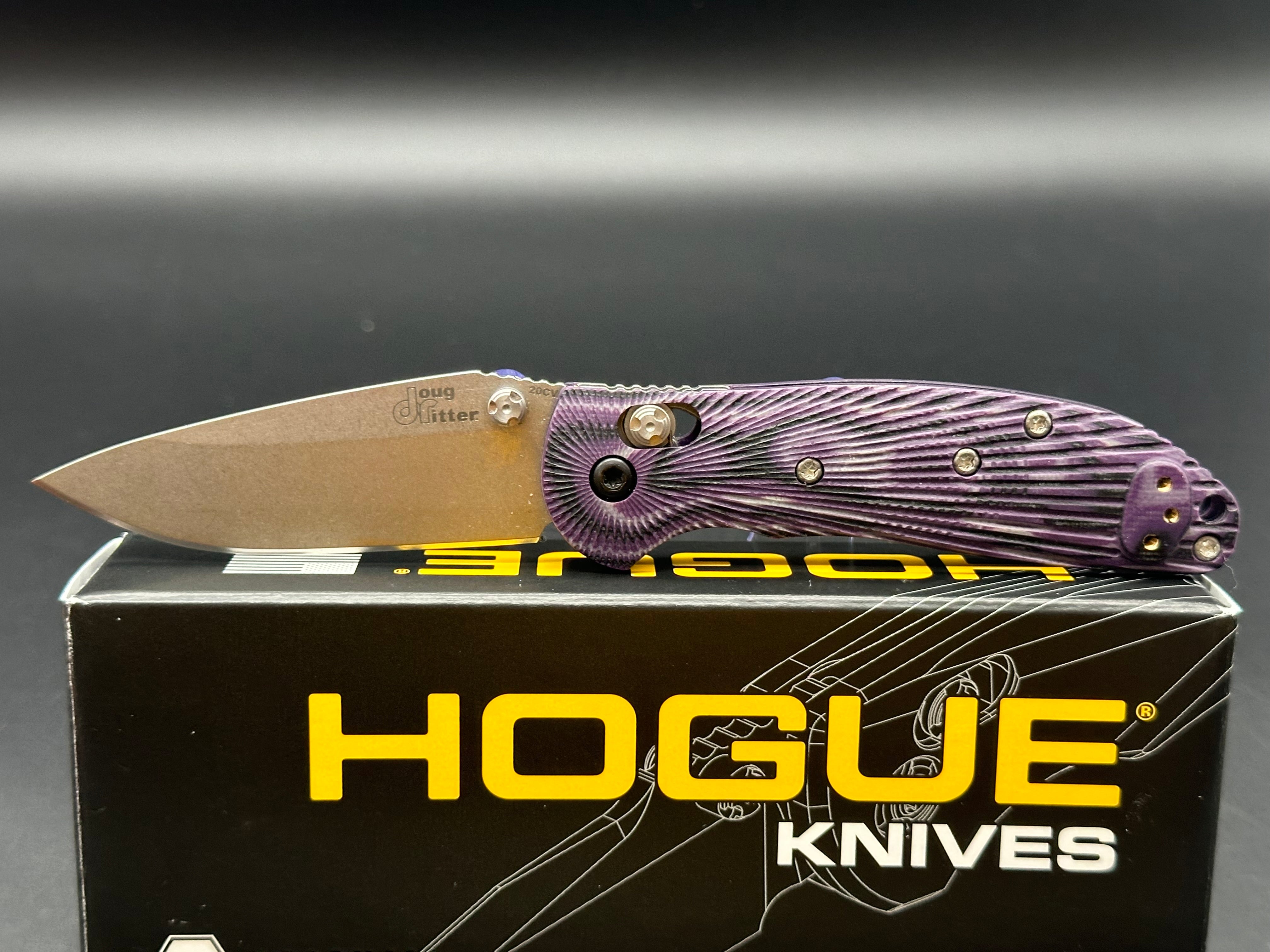 Hogue Doug Ritter Mini RSK MK1 G2 Knife - Exclusive Mascus Purple G10 Handle & Stonewashed Blade - Perfect for EDC, Outdoor Adventures, and Tactical Use