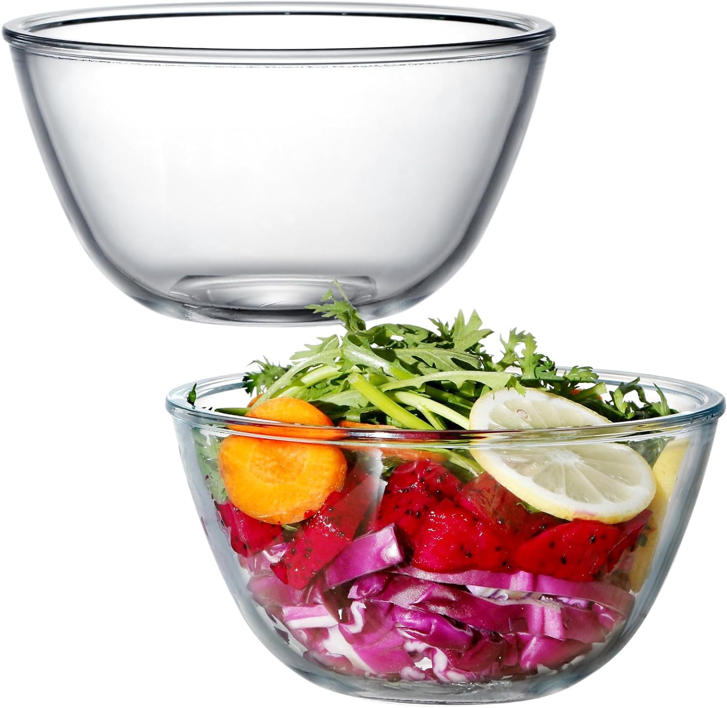 Premium Borosilicate Glass Mixing Bowls Set of 2 (400ml & 1050ml) - Microwave & Oven Safe - Heat Resistant Baking Bowls for Cooking, Mixing & Meal Prep - 1 Year Warranty - Ideal for Baking, Meal Prepping & Kitchen Storage