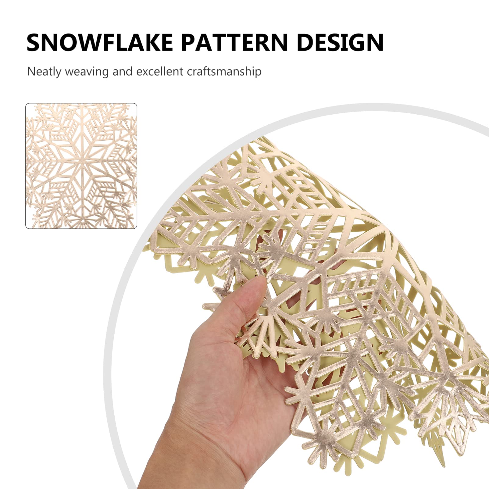 Hemoton 6-Piece Snowflake Table Mats Set - Washable Non-Slip Mug Placemats, Teapot Trivets & Coffee Cup Coasters for Christmas Party, Farmhouse Dining - PVC Bronzed Holiday Decor