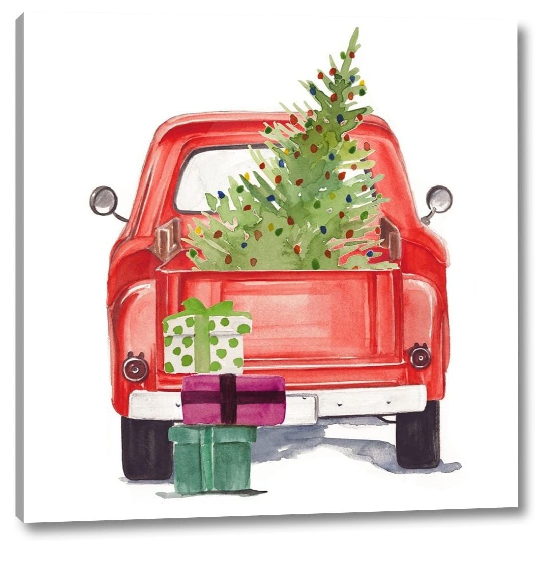 Christmas Cars III by Jennifer Paxton Parker - 24x24 Inch Canvas Wall Art Print - Gallery Wrapped Ready to Hang - Perfect for Holiday Home Decor & Gift Giving