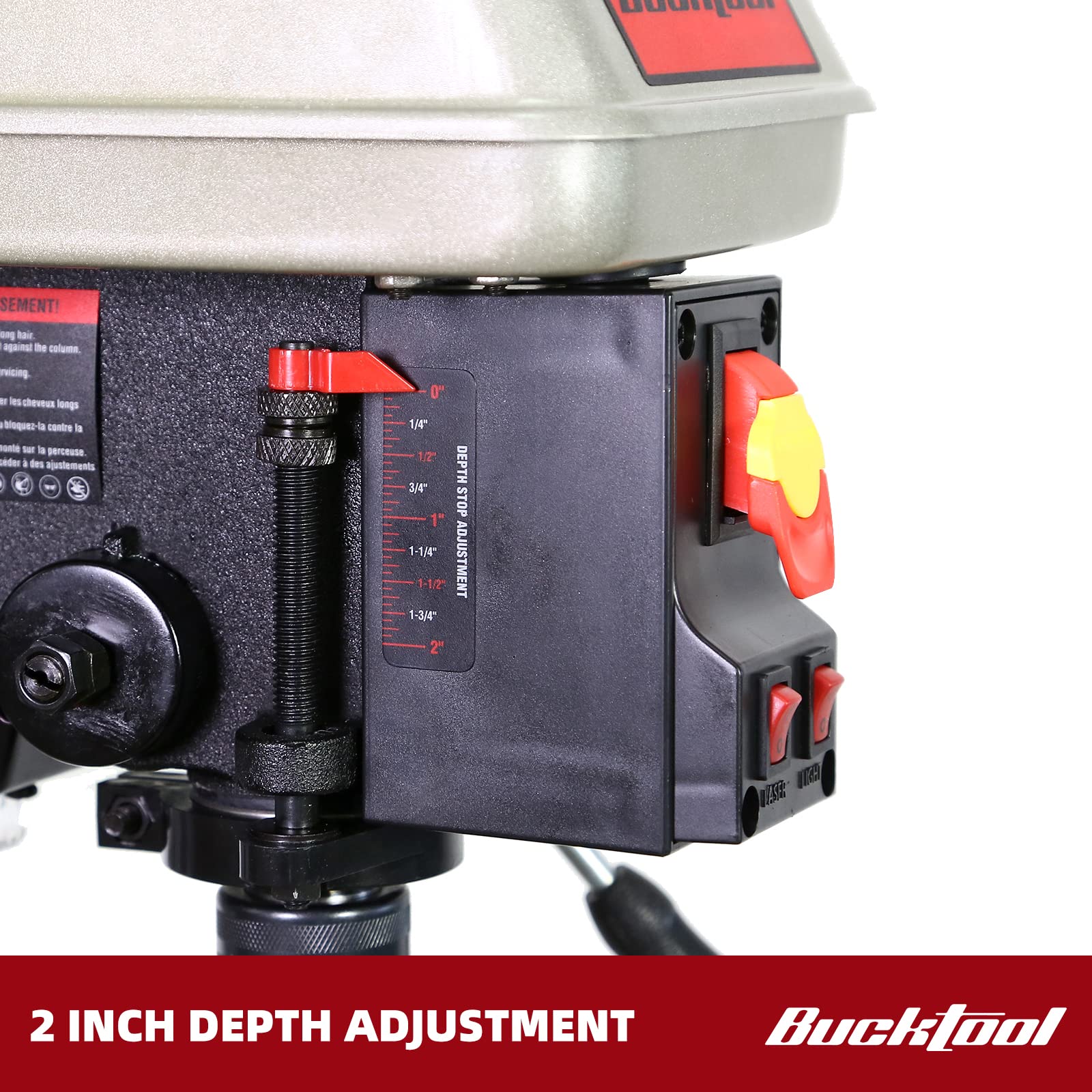 BUCKTOOL 10 Inch Drill Press - 6.0 Amp 3/4 HP Benchtop Drill Press with 5-Speed & LED Work Light - Perfect for Woodworking, Metal Drilling & DIY Home Projects