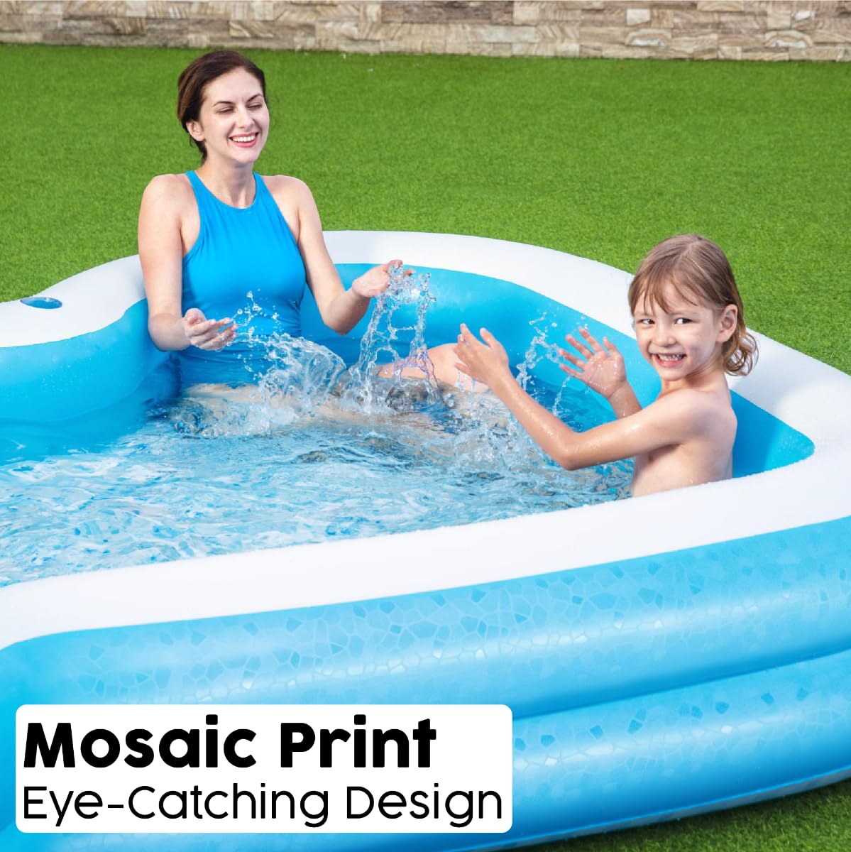 Bestway Sunsational 10' Family Inflatable Pool for Kids & Adults - Outdoor Garden Swimming & Paddling Pool with Durable PVC Material - Perfect for Backyard, Patio, and Summer Fun (Blue)