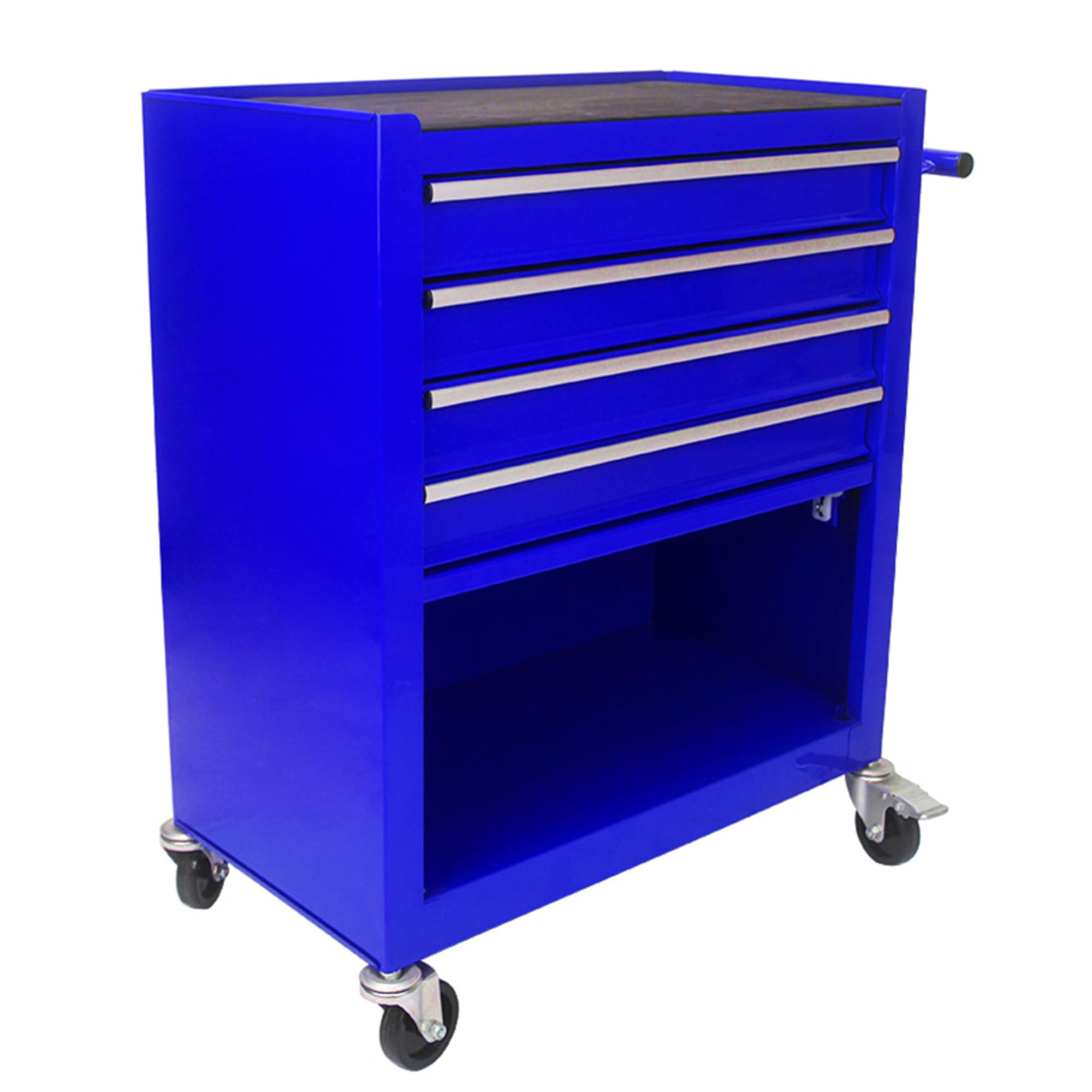 4-Drawer Metal Tool Cart with Interlock System & Wheels - Heavy Duty Rolling Tool Storage Cabinet for Mechanics - Garage, Workshop & Warehouse Organization (Blue) - Perfect for Auto Repair, Home DIY & Professional Tool Storage