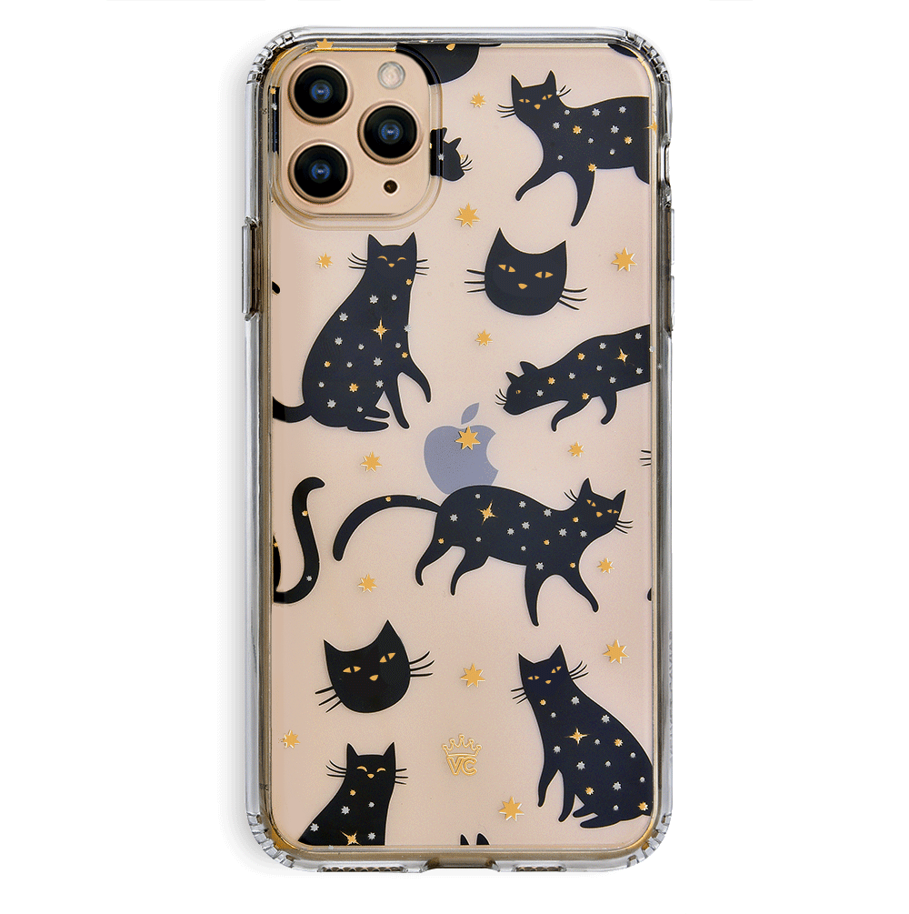 Black Cat Clear iPhone Case - Slim Protective Cover for iPhone 13/14/15 - Cute Feline Design for Cat Lovers - Perfect for Daily Use & Gift Giving