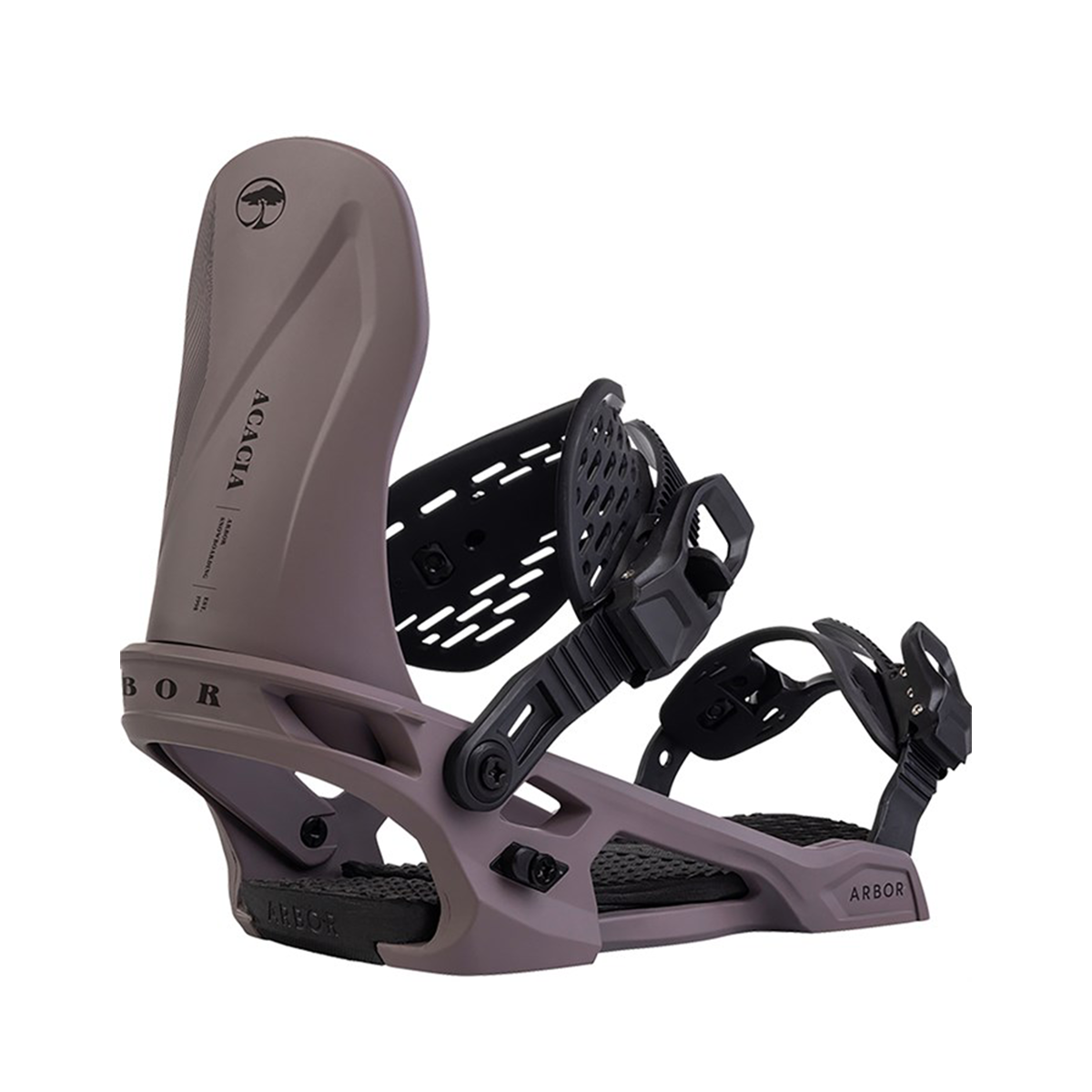Arbor Women's 2025 Acacia Snowboard Bindings - Lightweight & Responsive - Lavender & Black Color - Perfect for All-Mountain Riding & Freestyle Snowboarding