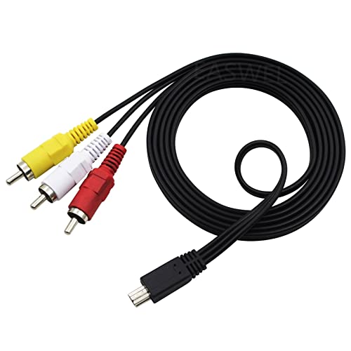 Mini USB to 3 RCA AV Audio Video Cable for Canon Powershot AVC-DC400ST - Connect Cameras to TVs & Monitors for Video Playback & Presentations