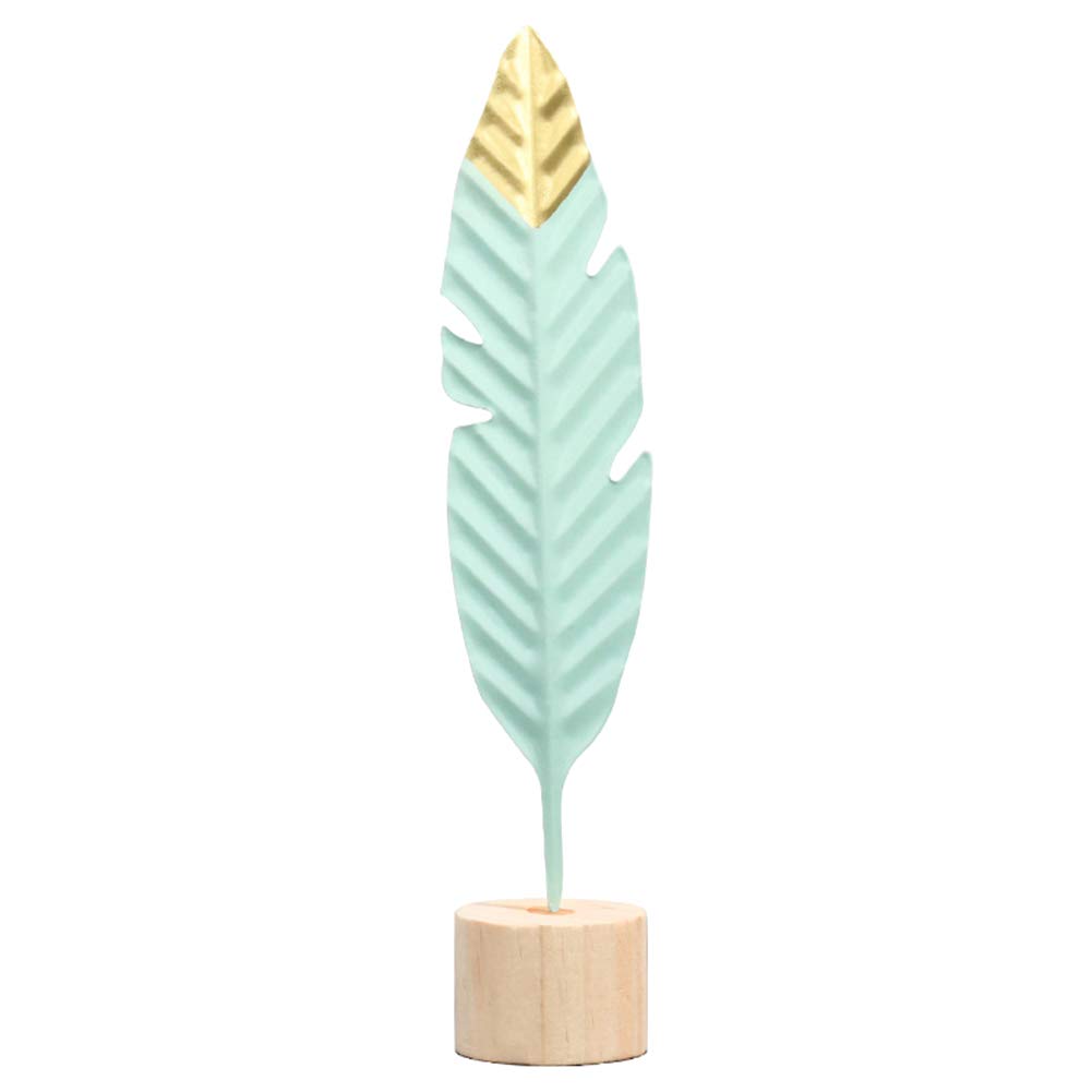 Nordic Wooden Base Iron Feather Home Decor - Minimalist Wall Art for Living Room, Bedroom, Office & Bookshelf | Rustic Farmhouse Ornament for Desktop, Shelf & Mantel Decor - Perfect for Cozy Home Styling & Gift Giving