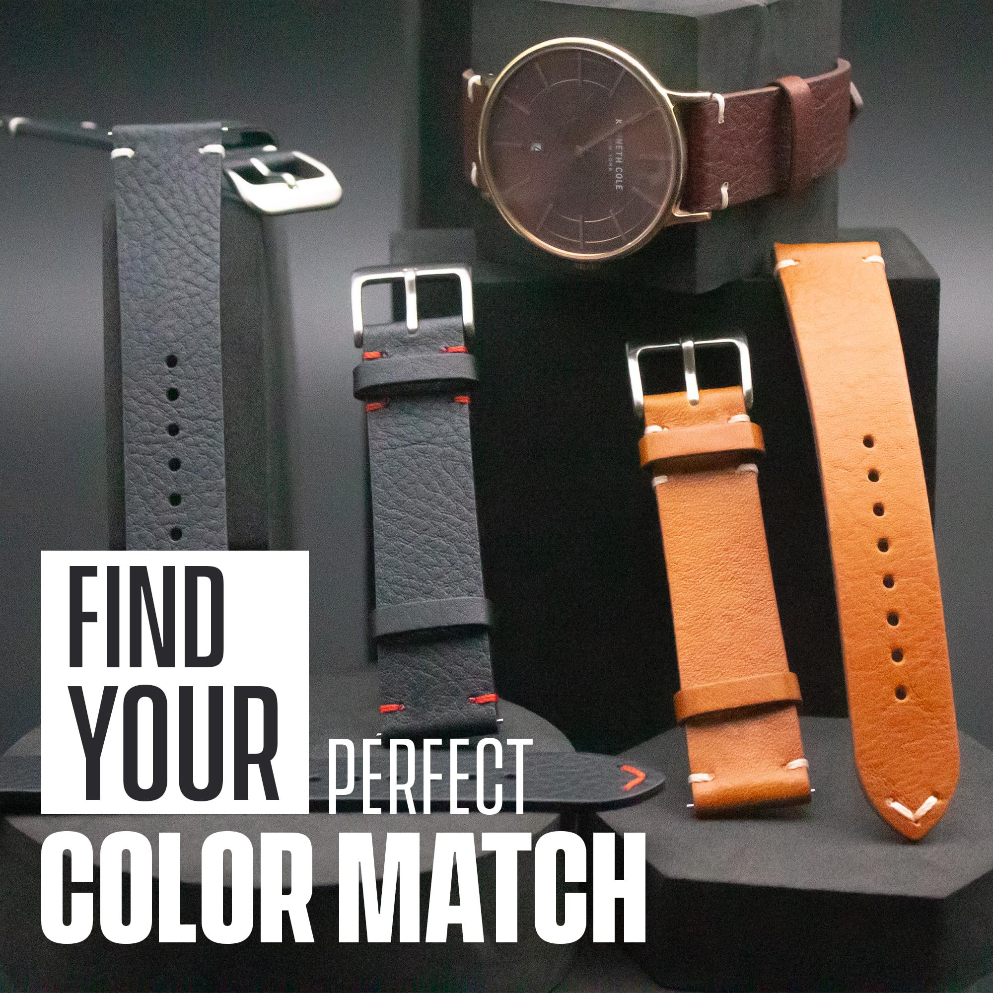 Vintage Leather Watch Strap - Quick Release, Full Grain for Men & Women - Smart & Traditional Watches - Perfect for Daily Wear & Gifts