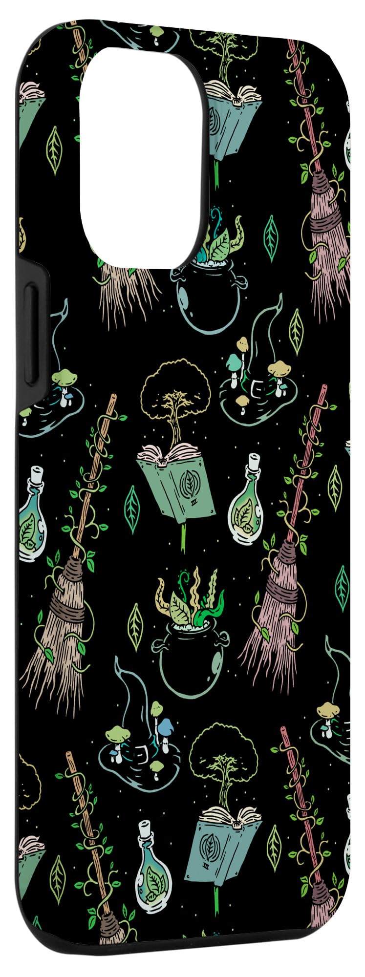iPhone 12 Pro Max Case - Green Forest Witch Design with Magical Herbs & Flowers - Occult & Gothic Style Phone Cover for Protection - Perfect for Halloween, Witchcraft & Fantasy Lovers