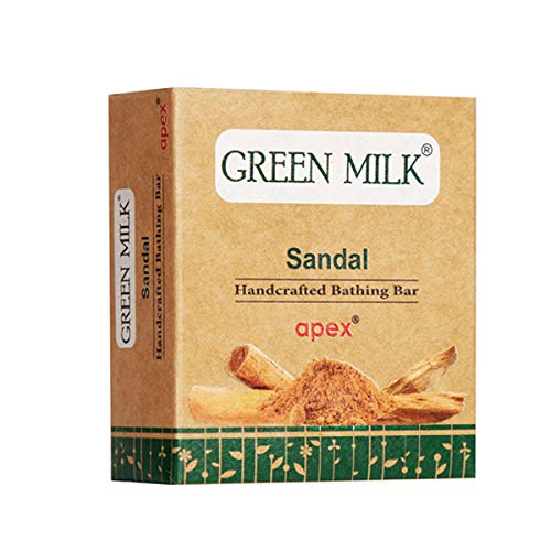 Organic Green Milk Sandal Handmade Soap Bar - 100g (Pack of 3) | Natural Skincare for Face & Body | Perfect for Sensitive Skin, Daily Cleansing & Spa Relaxation