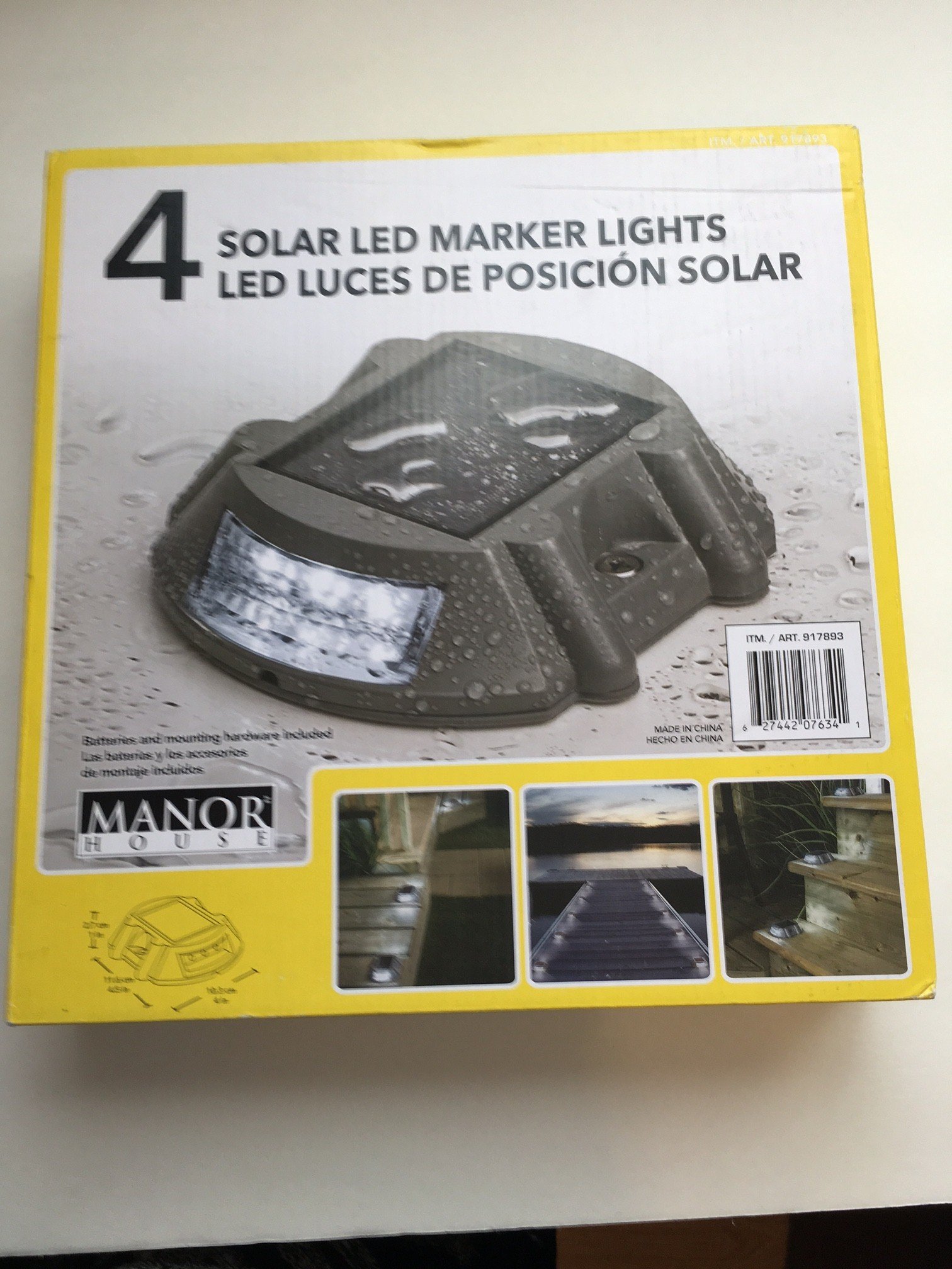Manor House Solar LED Marker Lights - Set of 4 Outdoor Pathway, Garden, and Driveway Lighting