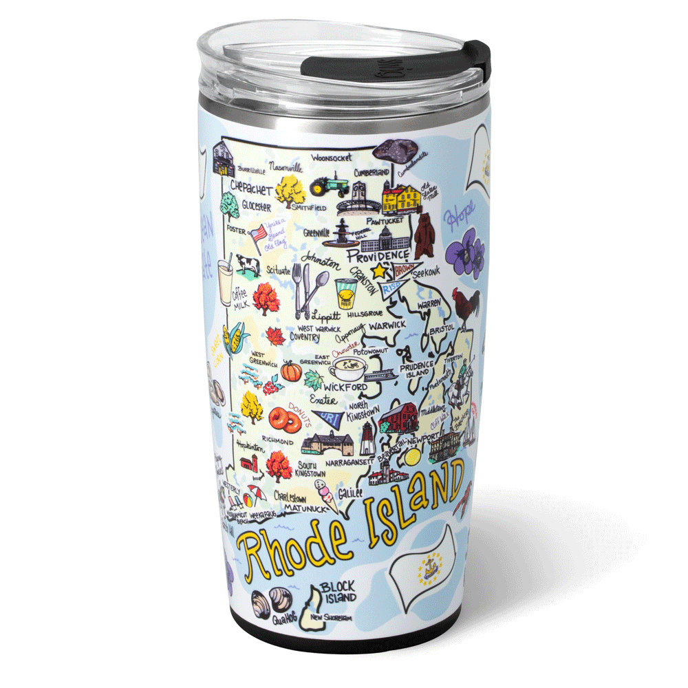 22oz Rhode Island Insulated Tumbler - Double Wall Vacuum Stainless Steel Travel Mug for Hot & Cold Drinks - Perfect for Coffee, Tea, Water - Ideal for Office, Gym, Camping & Outdoor Activities